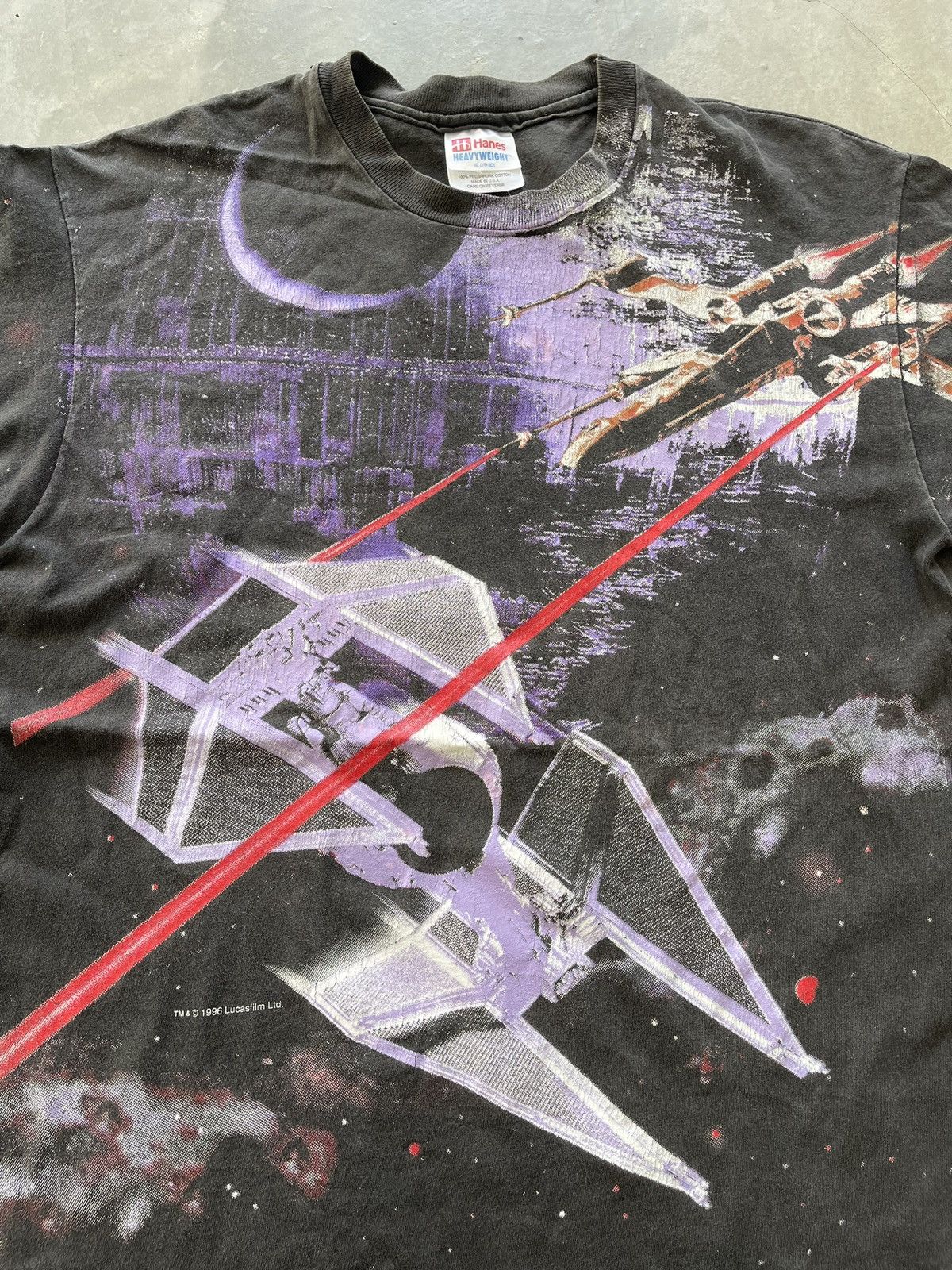 Hanes × Star Wars × Vintage Vintage 90s AOP Star Wars Battleships Full Printed Movie Tee Size US M / EU 48-50 / 2 - 2 Thumbnail