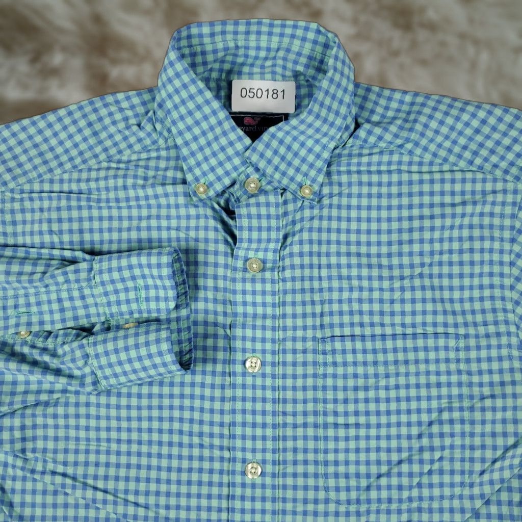 Vineyard Vines Vineyard Vines Shirt Mens Small Blue Check Cotton Nylon Button-Down Long Sleeve Size US S / EU 44-46 / 1 - 1 Thumbnail