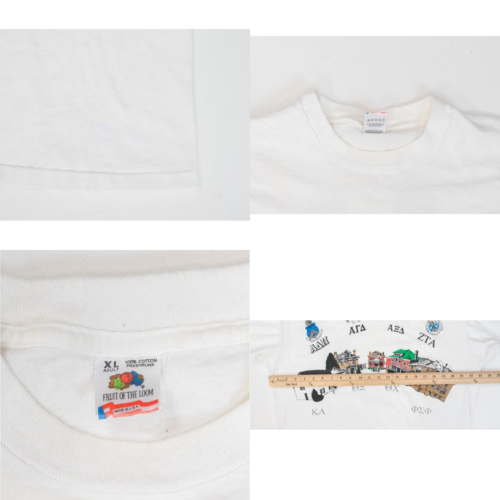 Fruit Of The Loom VINTAGE West Virginia Wesleyan College Tee XL Greek Row Fraternity 90s Single Stitch White Nike Size US XL / EU 56 / 4 - 8 Thumbnail