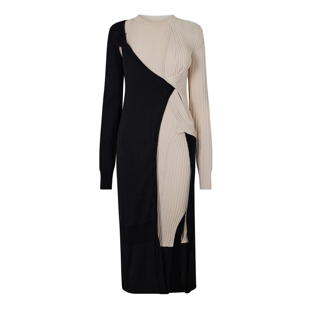 Bottega Veneta Bottega Veneta Draped Crew Neck Midi Sweater Dress in Multi Size S / US 4 / IT 40 - 2 Thumbnail