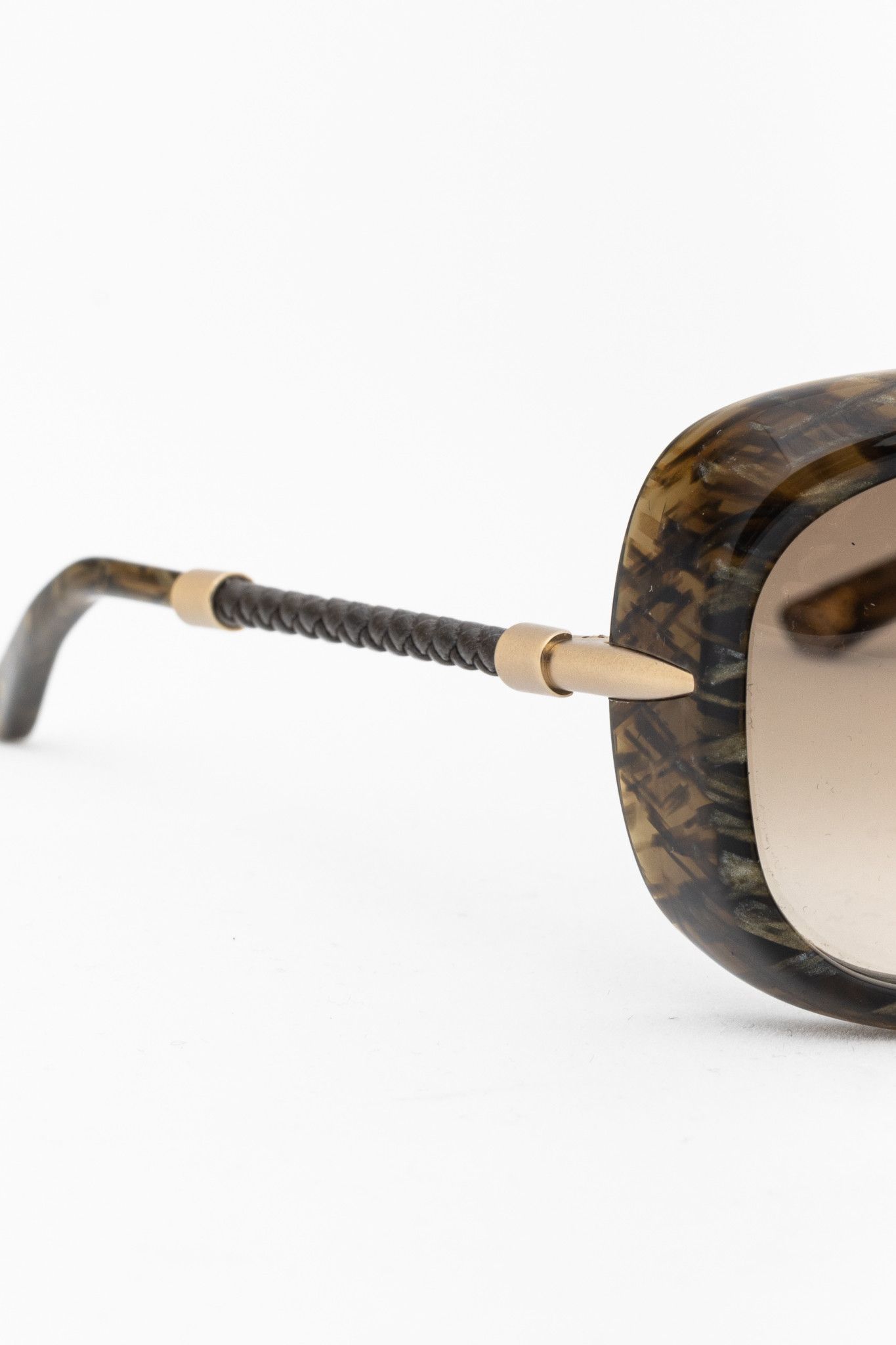 Bottega Veneta Bottega Veneta BV 92/S Braided-Leather Rectangle Sunglasses Size ONE SIZE - 6 Thumbnail