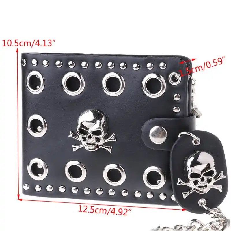 Vintage Gothic Western Skull Clutch Purse Wallets With Chain Size ONE SIZE - 4 Thumbnail