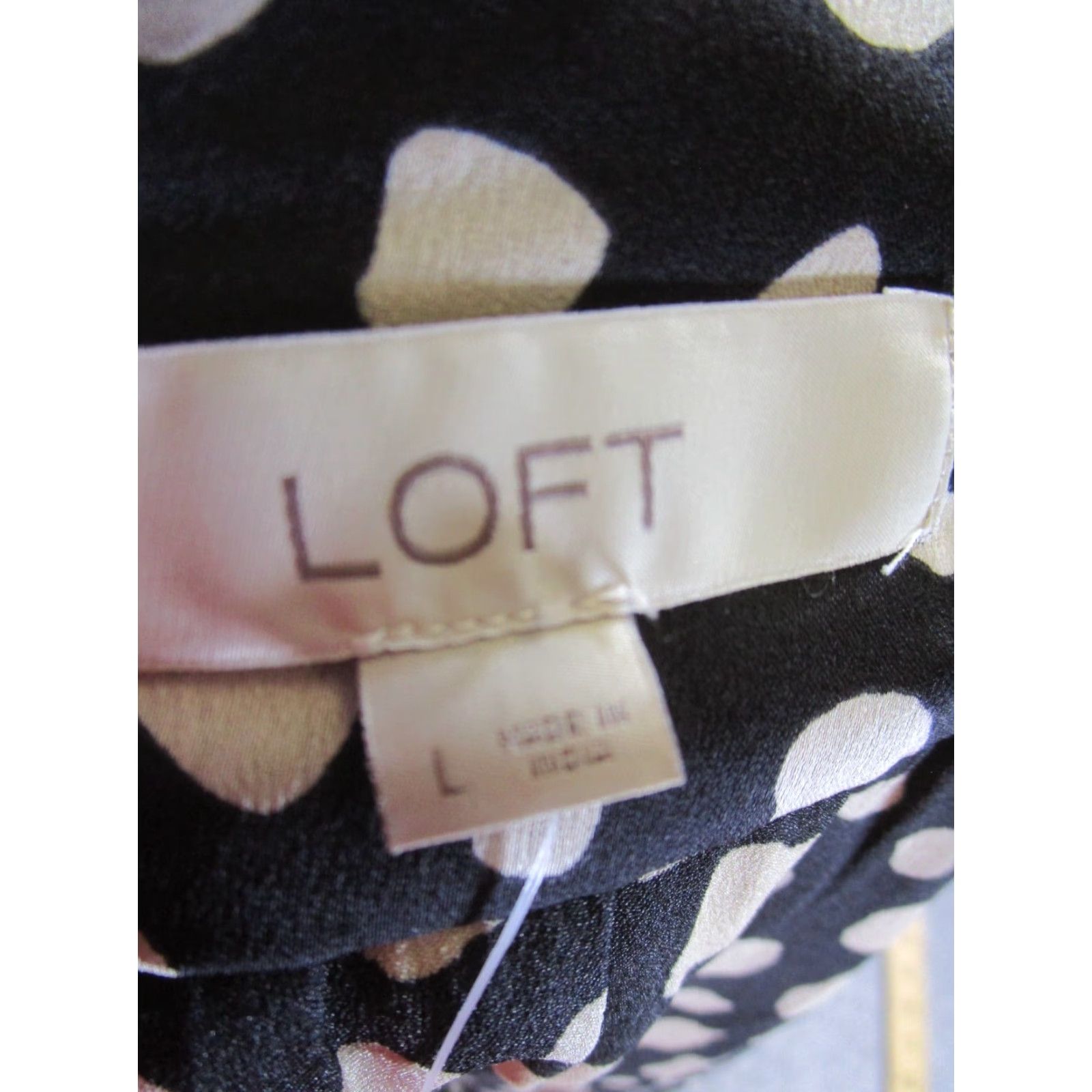 Loft VINTAGE LOFT Shirt Womens Large Black Print Long Sleeve Blouse NEW Size L / US 10 / IT 46 - 6 Thumbnail