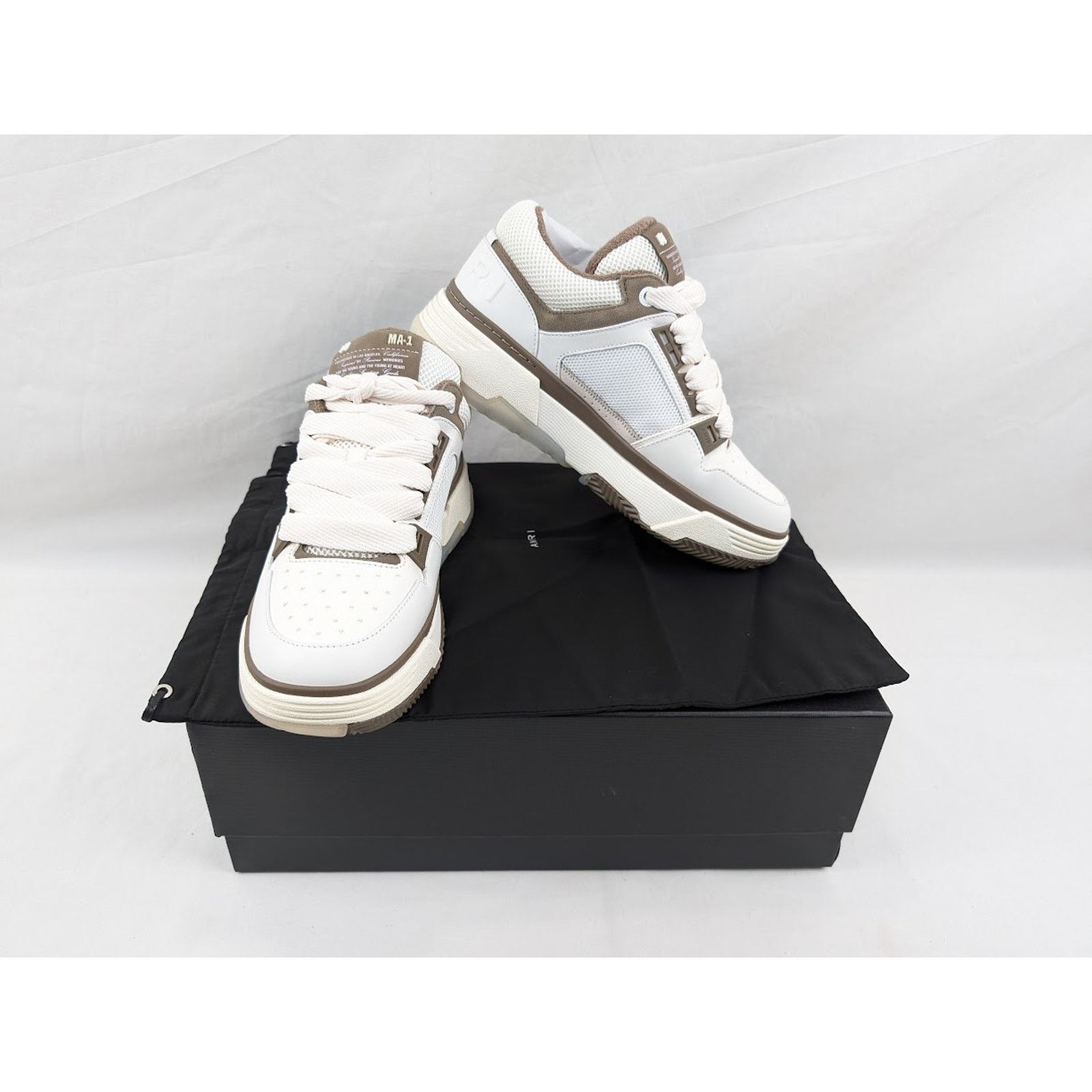 Amiri o1rshd1 Q:2 / MA-1 Leather Sneakers in White/Brown Size US 12 / EU 45 - 18 Thumbnail