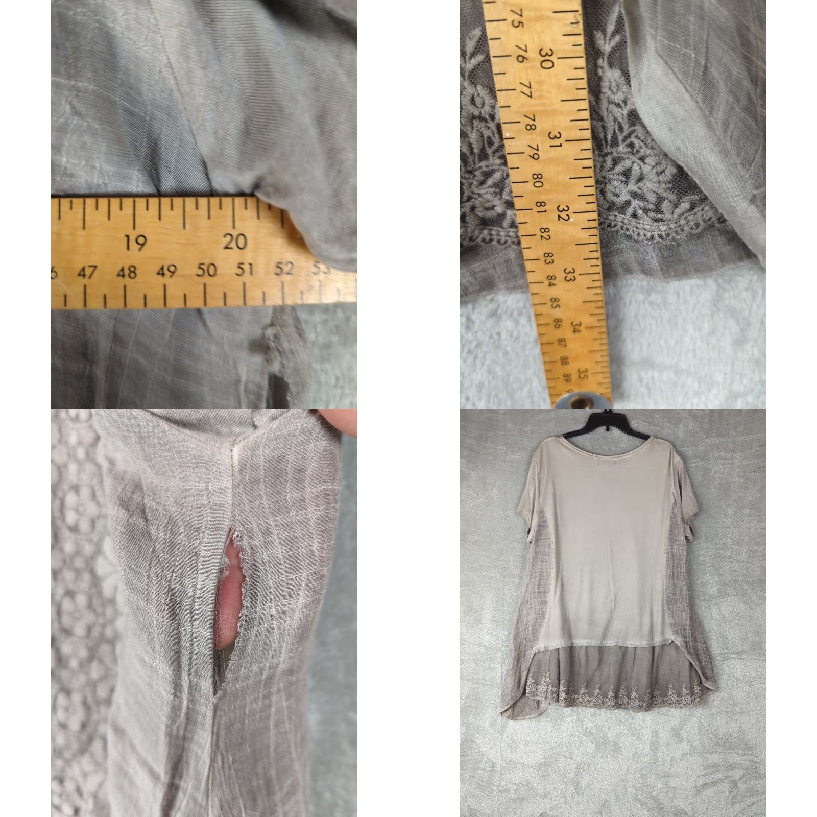 Vintage Simply Couture Blouse Tunic Women 2X Brown Lace Ruffle Crochet Cap Sleeve Round Neck Plus Size Vintage No Size XXL / US 16-18 / IT 52-54 - 8 Thumbnail