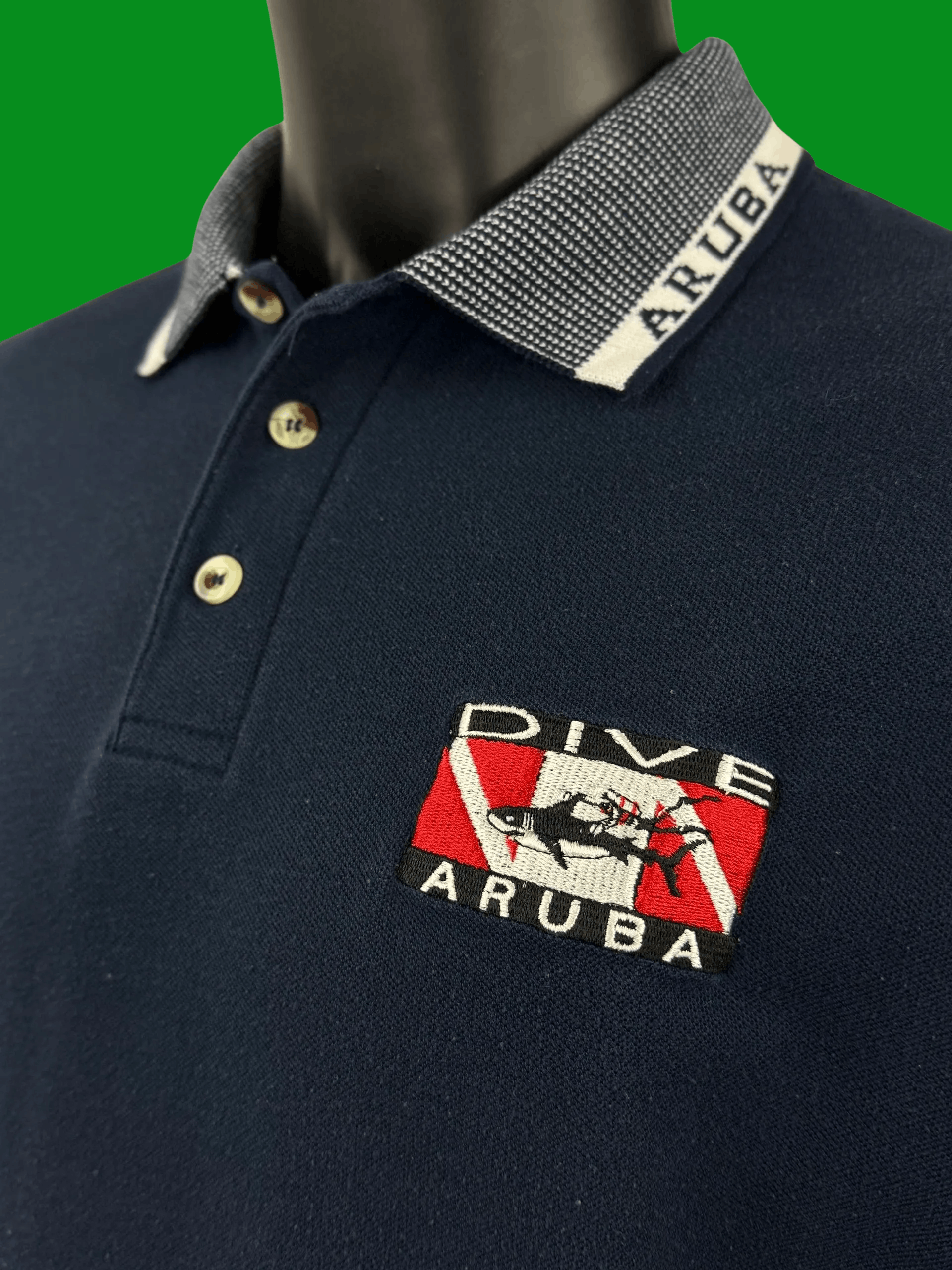 Vintage VTG Aruba“Dive Aruba” Embroidered – Striped Collar & Cuffs Size US L / EU 52-54 / 3 - 3 Thumbnail