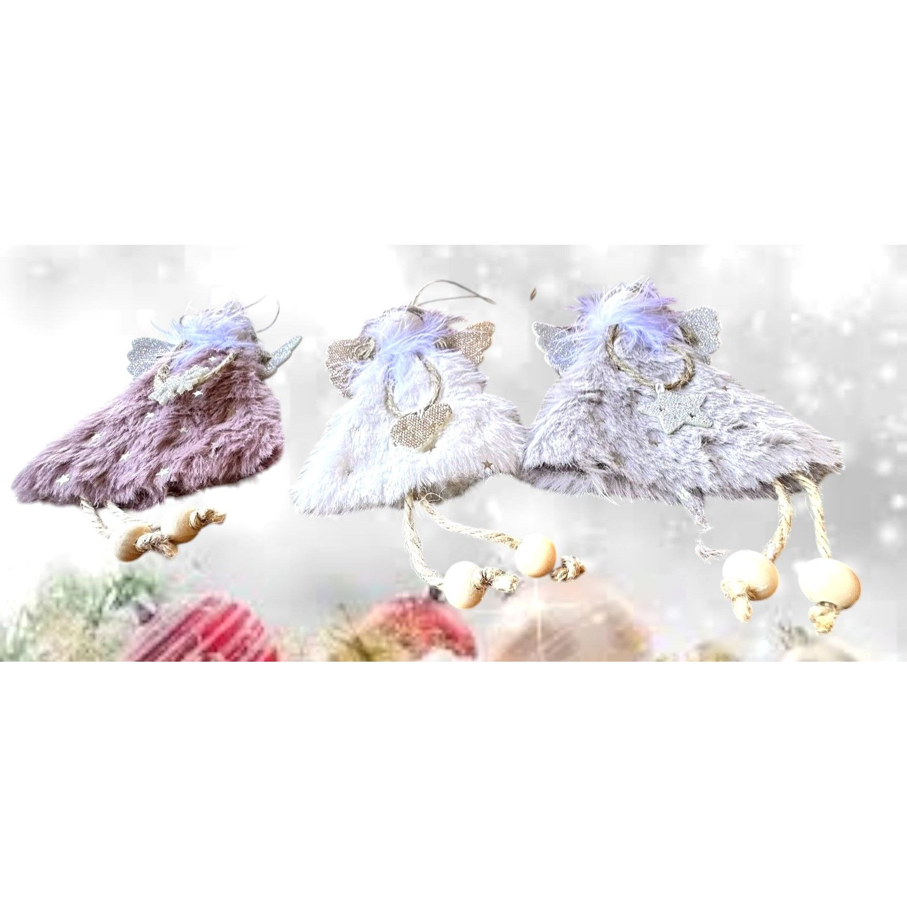 Handmade Angel Ornaments Set of 3 New Christmas Decor Stars Hearts Sn Size ONE SIZE - 8 Thumbnail