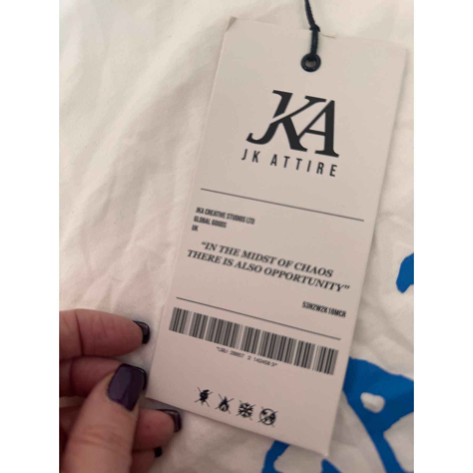 Other Men's JK Attire Falling White & Blue Cotton T-Shirt Size L Size US L / EU 52-54 / 3 - 3 Thumbnail