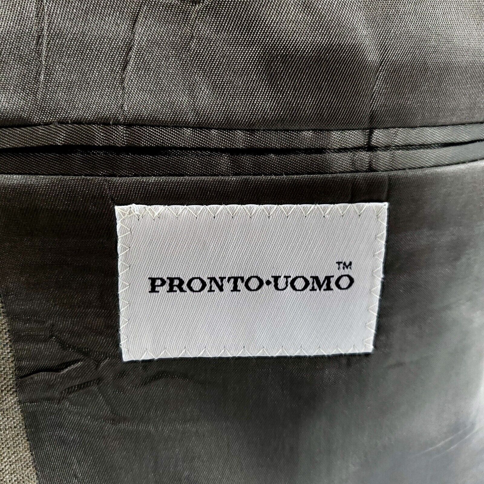 Pronto Uomo Pronto Uomo Worsted Wool 2 Button Blazer 44L Tan Sharkskin B Size 44L - 7 Thumbnail