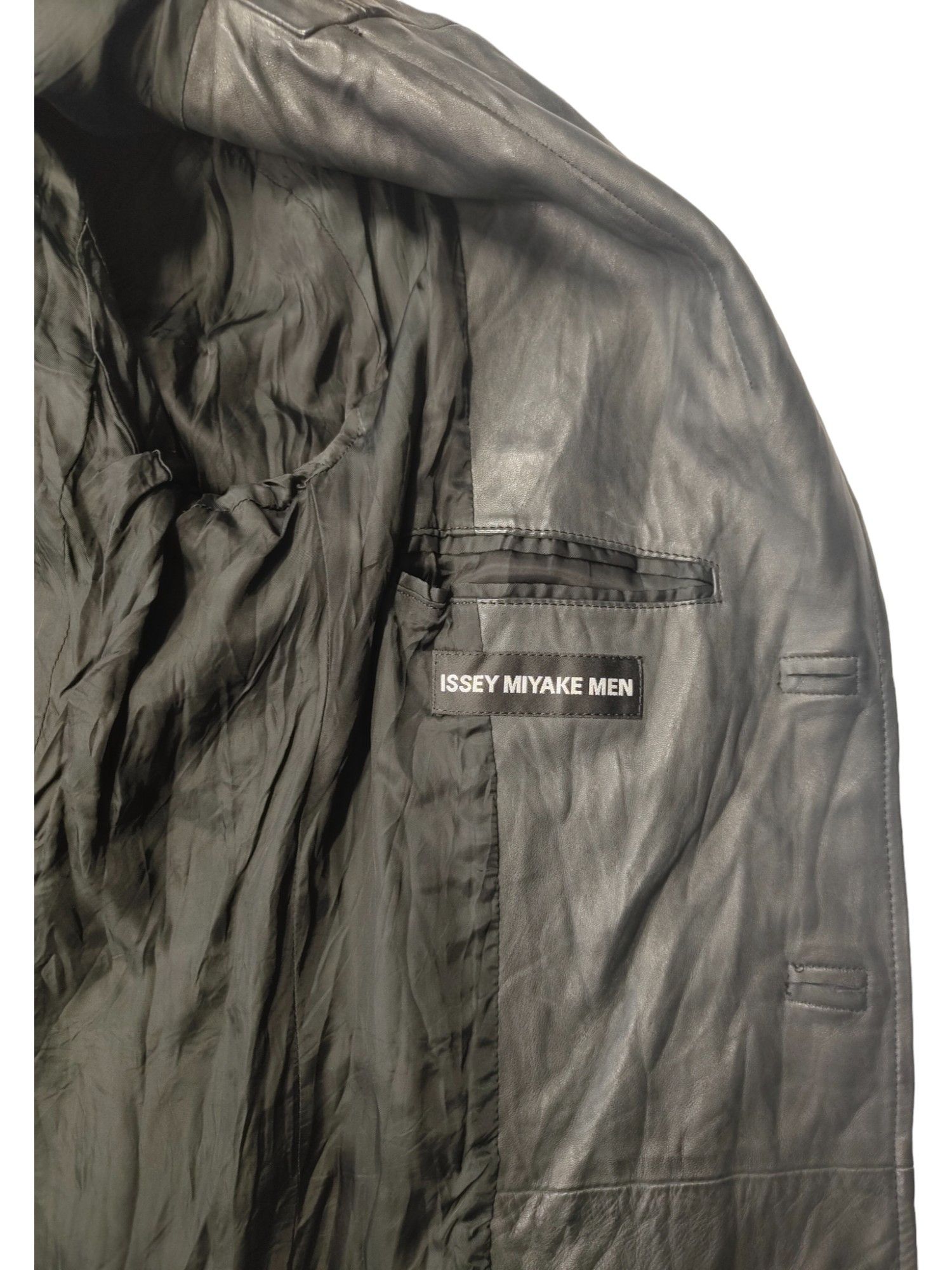 Issey Miyake Issey Miyake Grey Leather Blazer Coat Size US XL / EU 56 / 4 - 7 Thumbnail