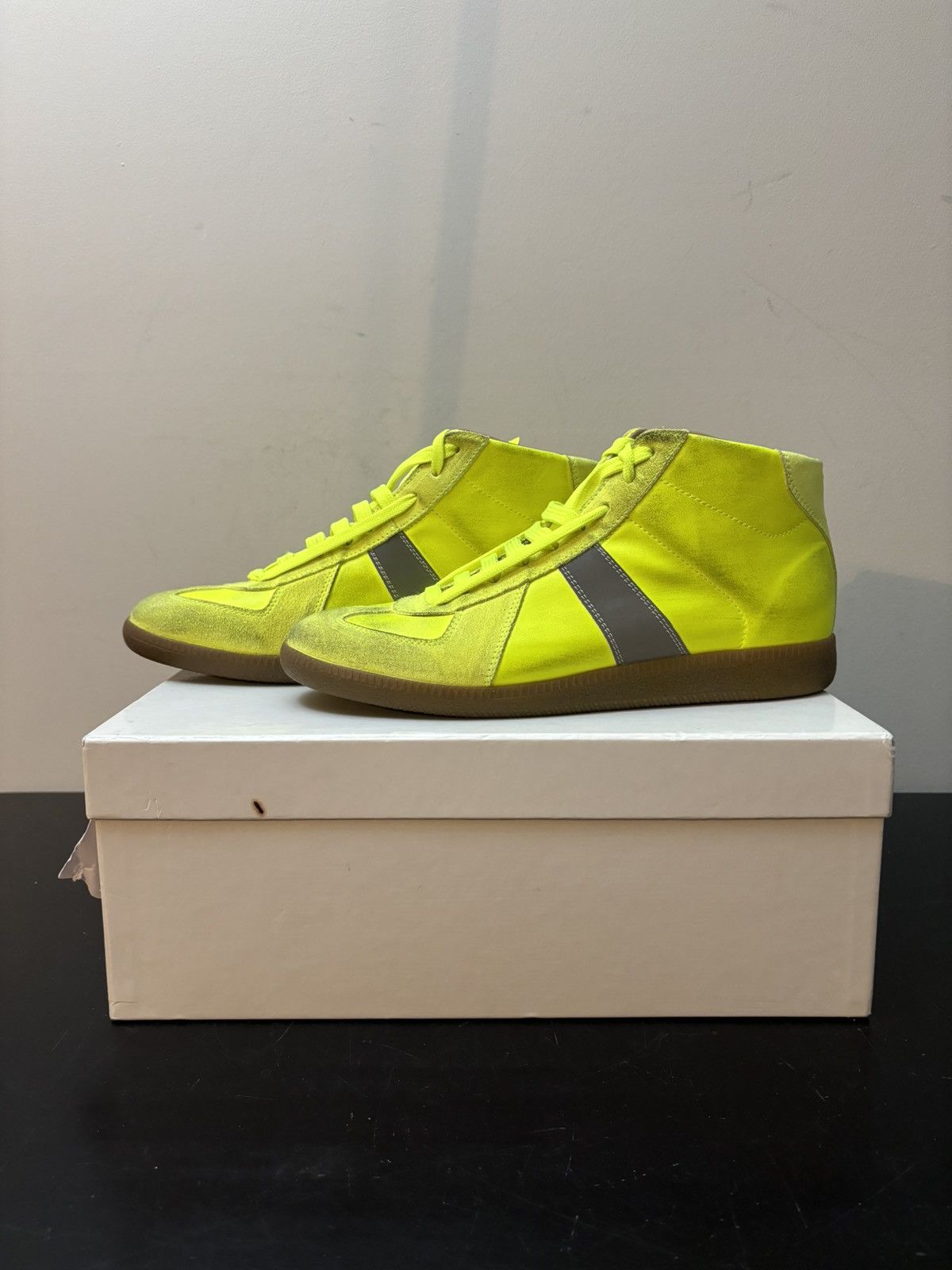 Maison Margiela GAT Replica Leather Sneakers Neon Yellow Gum