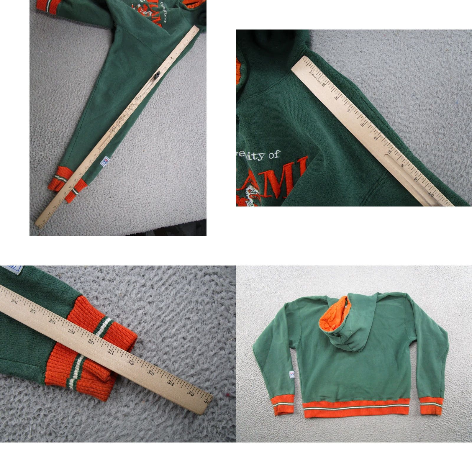 Vintage VINTAGE 90s The Game Miami Hurricanes Hoodie Sweatshirt Embroidered Size L Green Mens Pullover Hooded Long Sleeve Beaded Pattern: Solid 90s Theme Size US L / EU 52-54 / 3 - 9 Thumbnail