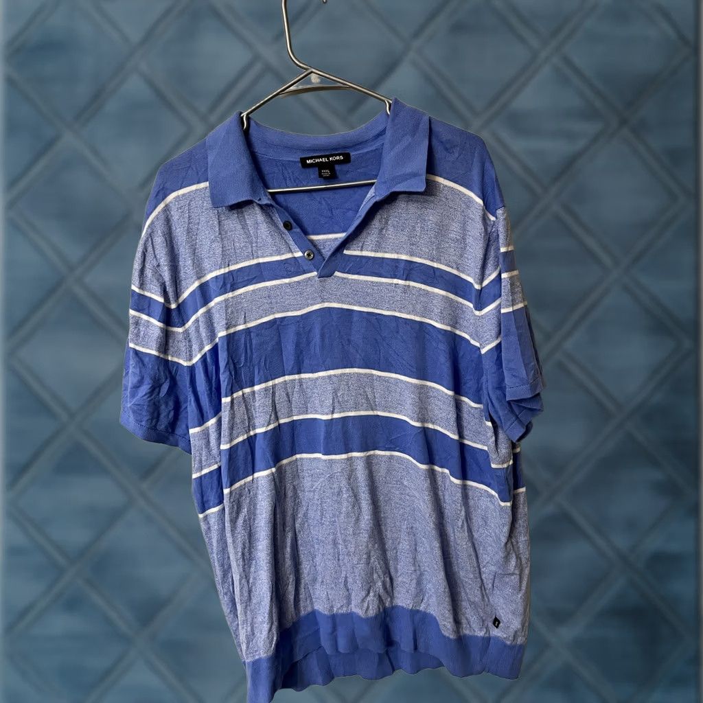 Michael Kors MICHAEL KORS Polo Shirt Mens 3XL Blue Striped Spring Summer Size US XXL / EU 58 / 5 - 1 Thumbnail