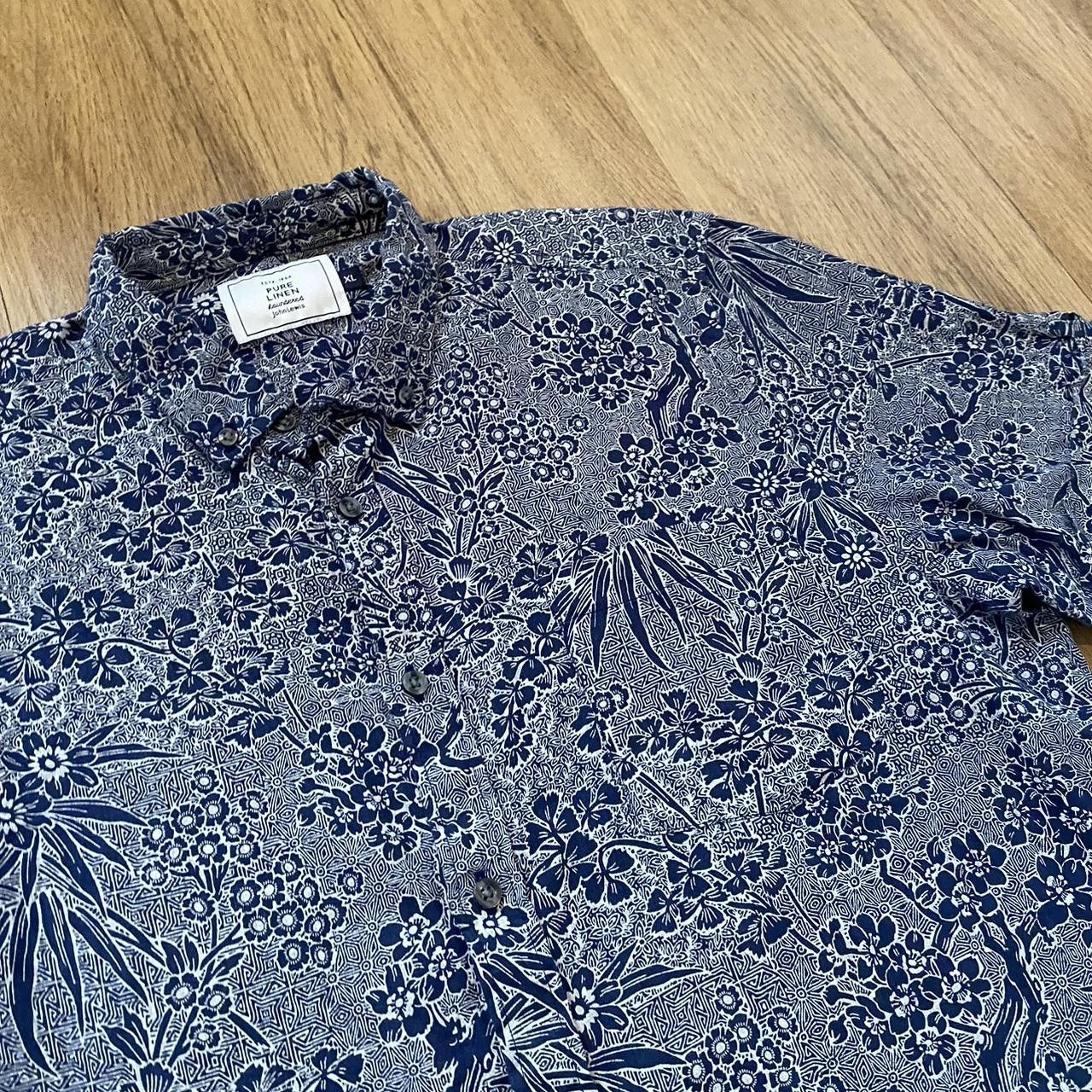 Other Blue floral Hawaiian Linen shirt #HawaiianShirt Vintage y2k Size US XL / EU 56 / 4 - 3 Thumbnail