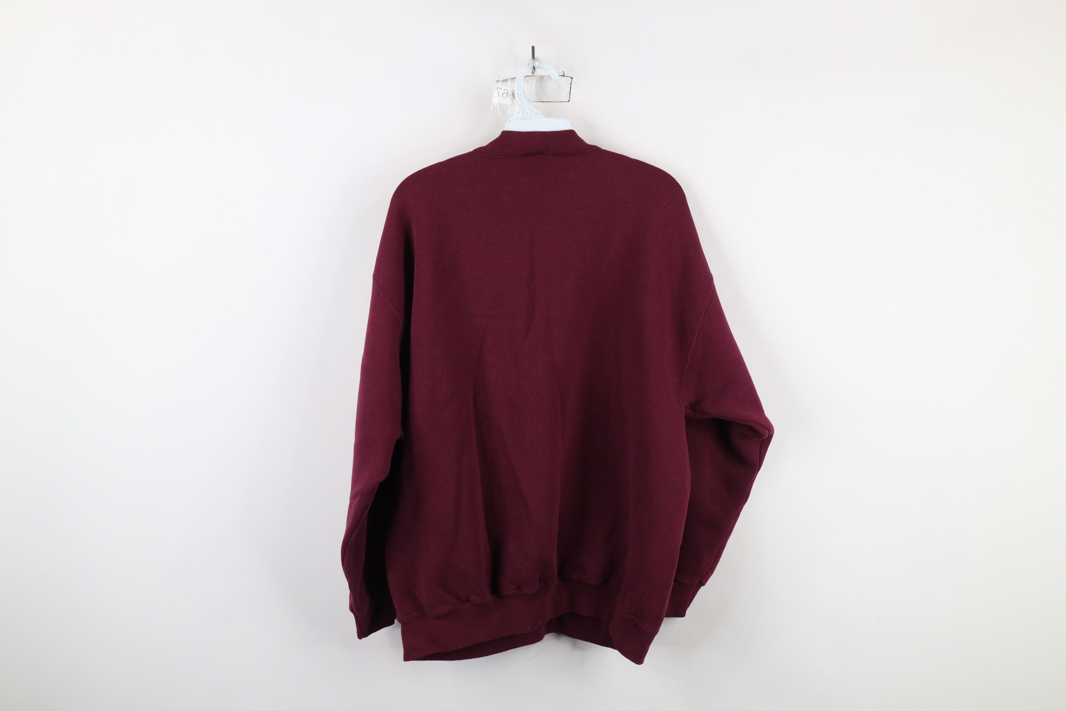 Vintage Vintage 90s Streetwear Blank Crewneck Sweatshirt Burgundy Size US L / EU 52-54 / 3 - 10 Thumbnail