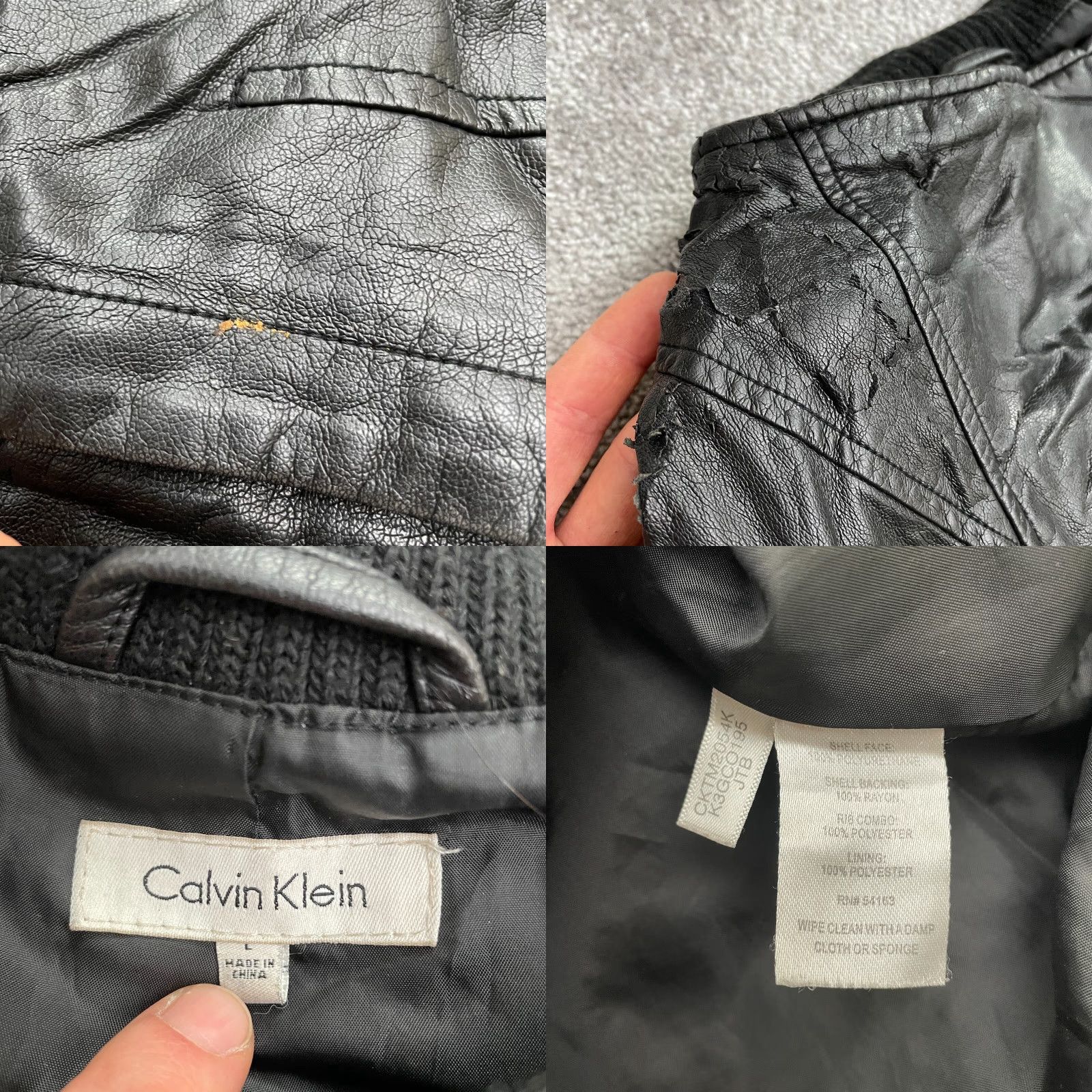 Calvin Klein Calvin Klein Faux Leather Jacket Coat Womens Large Black Full Zip Pockets City Classic 90s Outdoor Size L / US 10 / IT 46 - 8 Thumbnail