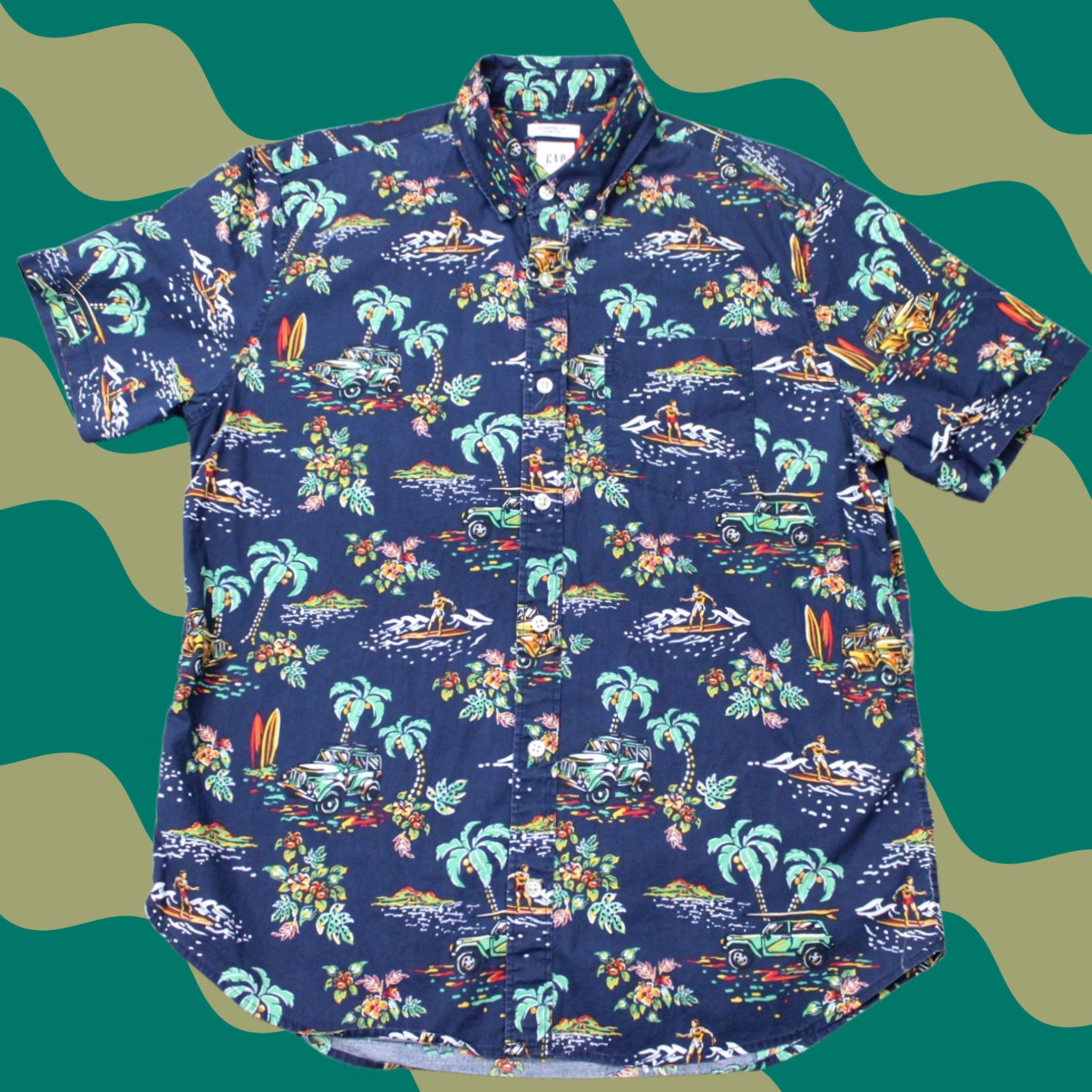 Gap GAP Hawaiian Shirt Mens Medium Blue Floral Short Sleeve Button-Up For Casual Travel Workwear Shirt Mens I/J Size US M / EU 48-50 / 2 - 1 Thumbnail