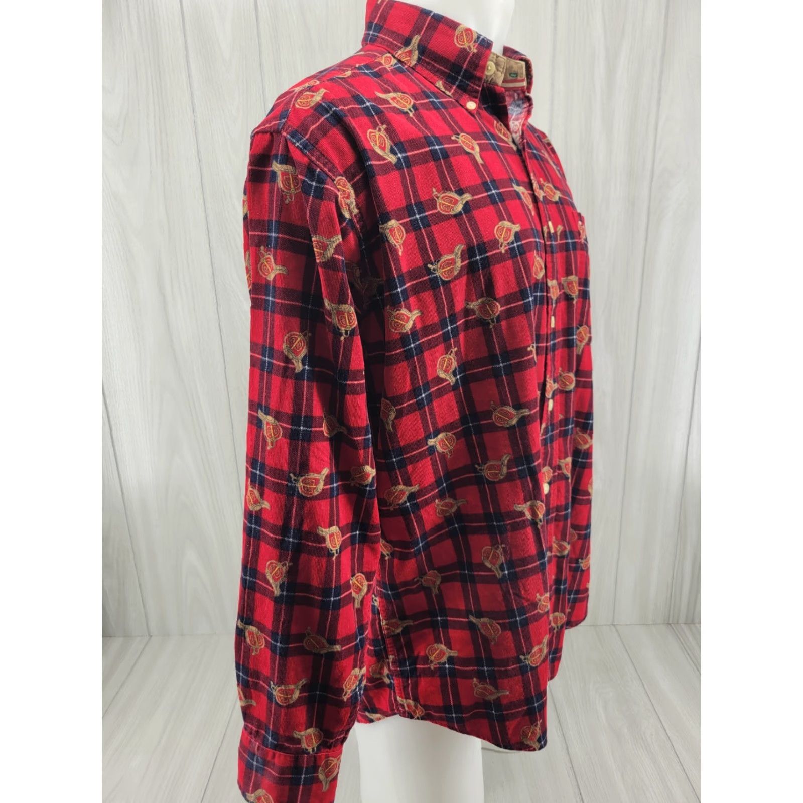 Tommy Hilfiger VINTAGE Tommy Hilfiger All Over Print Saddle Horse Long Sleeve Button-Up Mens Large Red Shirt Size US L / EU 52-54 / 3 - 5 Thumbnail