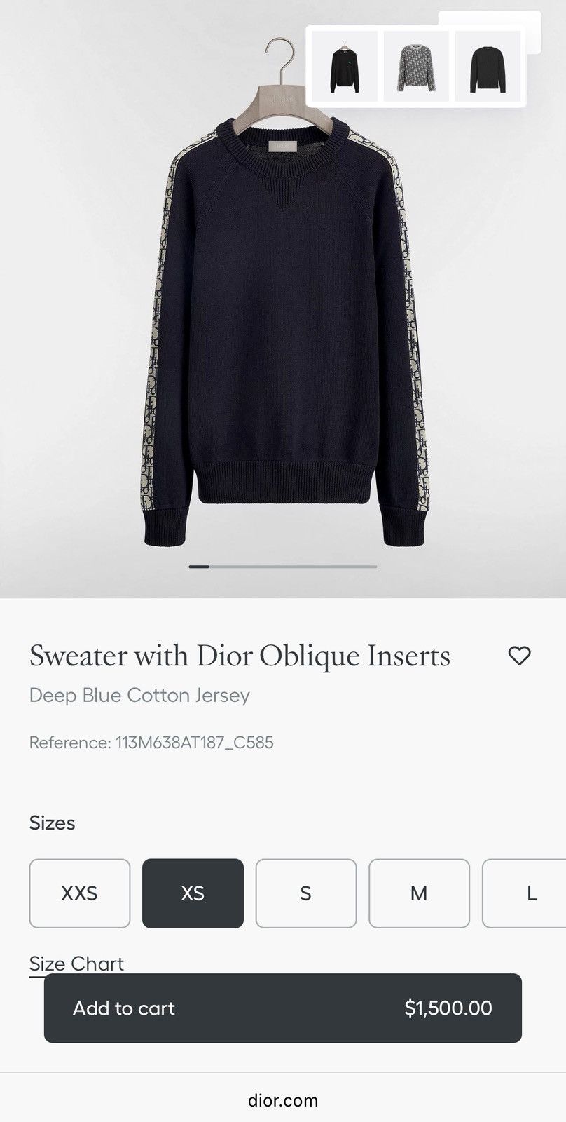 Dior Dior Sweater with Dior Oblique Stripe Deep Blue XSmall/Small Size US XS / EU 42 / 0 - 8 Thumbnail