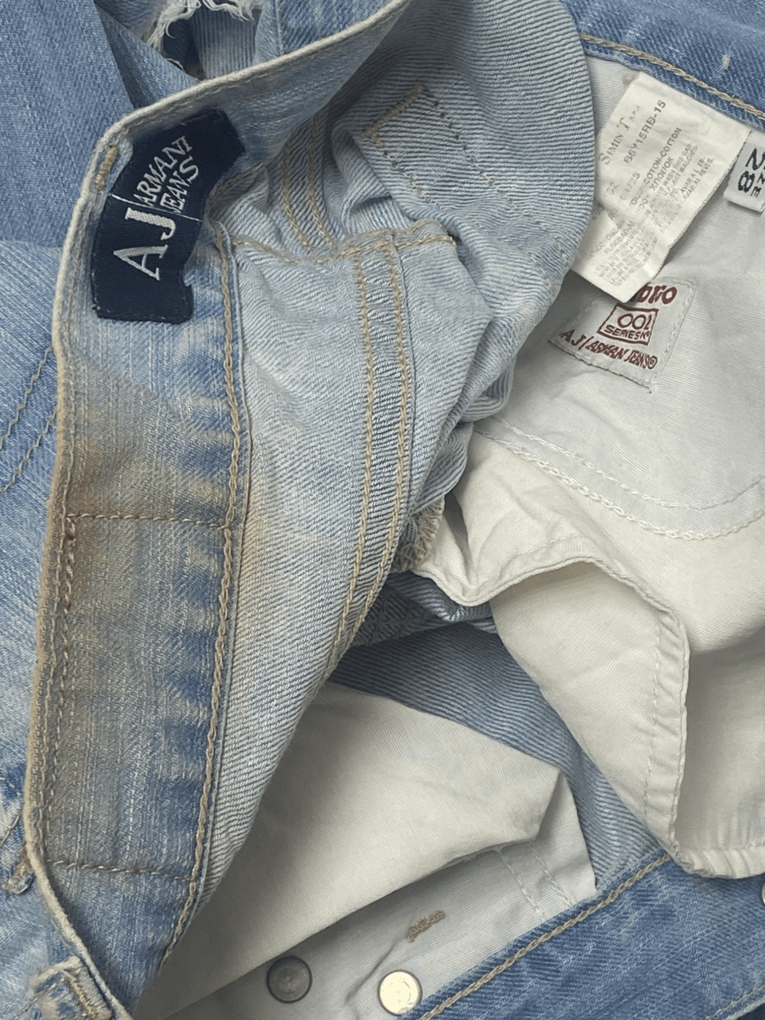 Armani Vintage ARMANI Ripped Pants Light Blue Sky Beautiful Y2k Size 29" - 9 Thumbnail