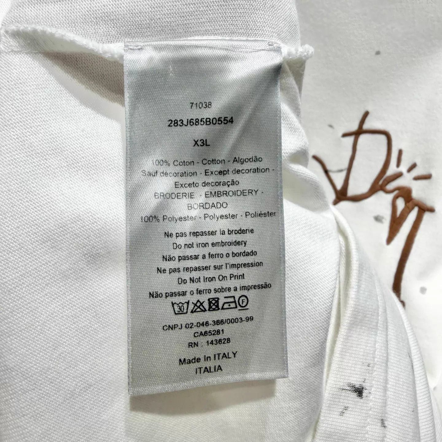 Dior DIOR x TS Graffiti Embroidered Logo White T-Shirt 3XL 99new Size US XXL / EU 58 / 5 - 4 Thumbnail