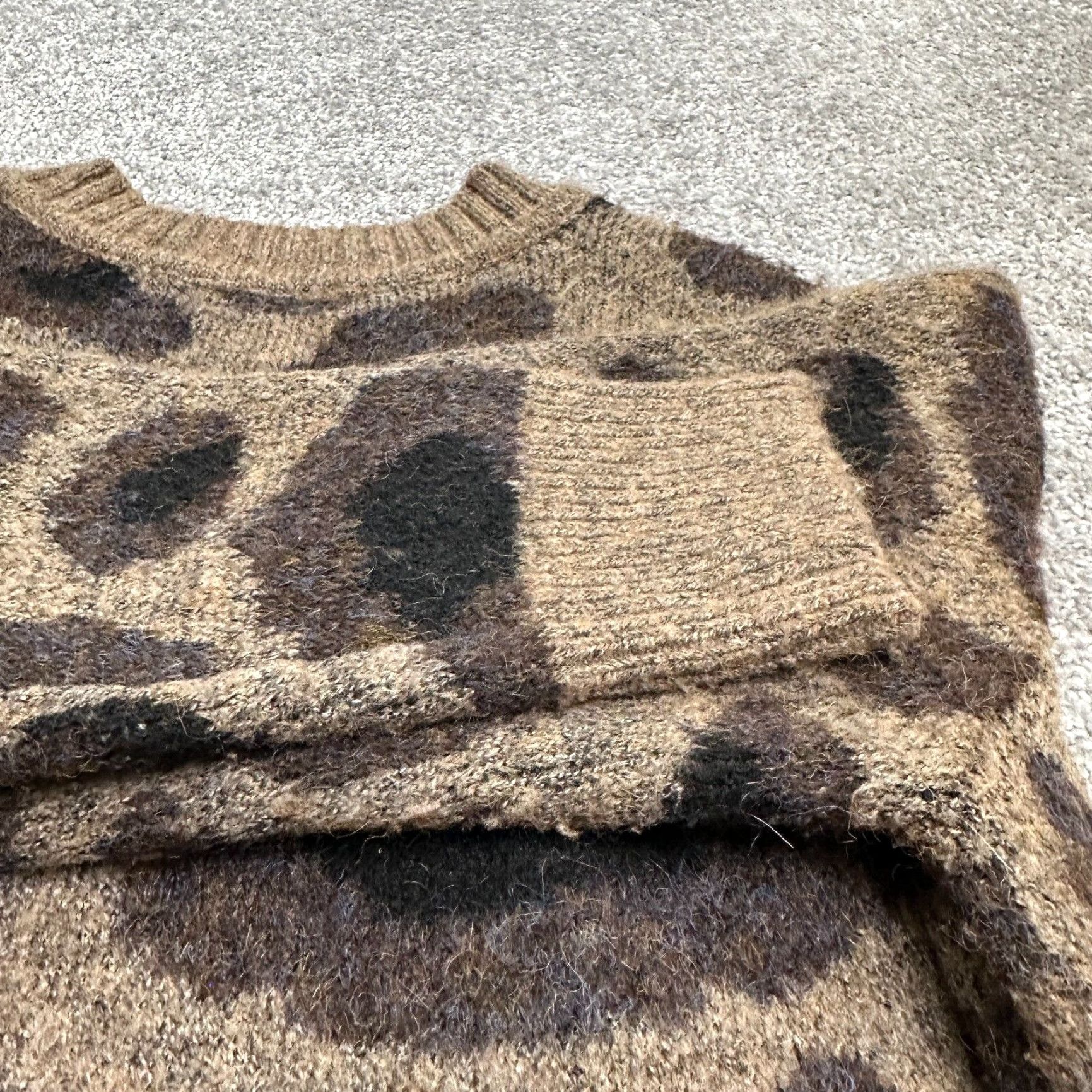 AQUA Aqua Cardigan Women XS Brown Leopard Open Knit Sweater Size XS / US 0-2 / IT 36-38 - 4 Thumbnail