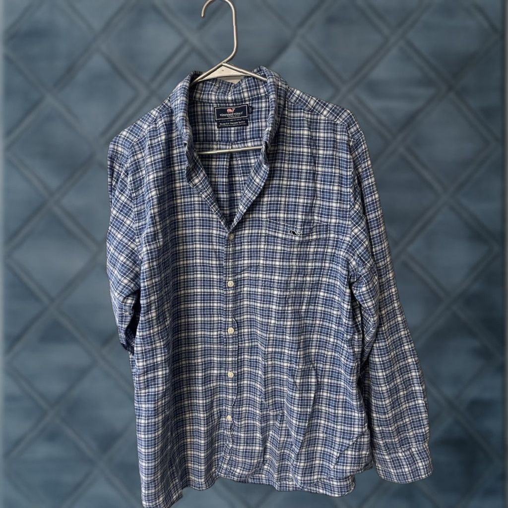 Vineyard Vines Vineyard Vines Tucker Shirt Slim Plaid Blue Long Sleeve Button-Down Collared Mens L Shirt Size US L / EU 52-54 / 3 - 1 Thumbnail