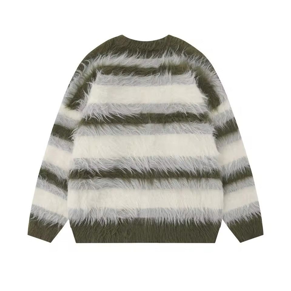 Japanese Brand Harajuku Striped Plush V-neck Sweater Cardigan Size US M / EU 48-50 / 2 - 3 Thumbnail