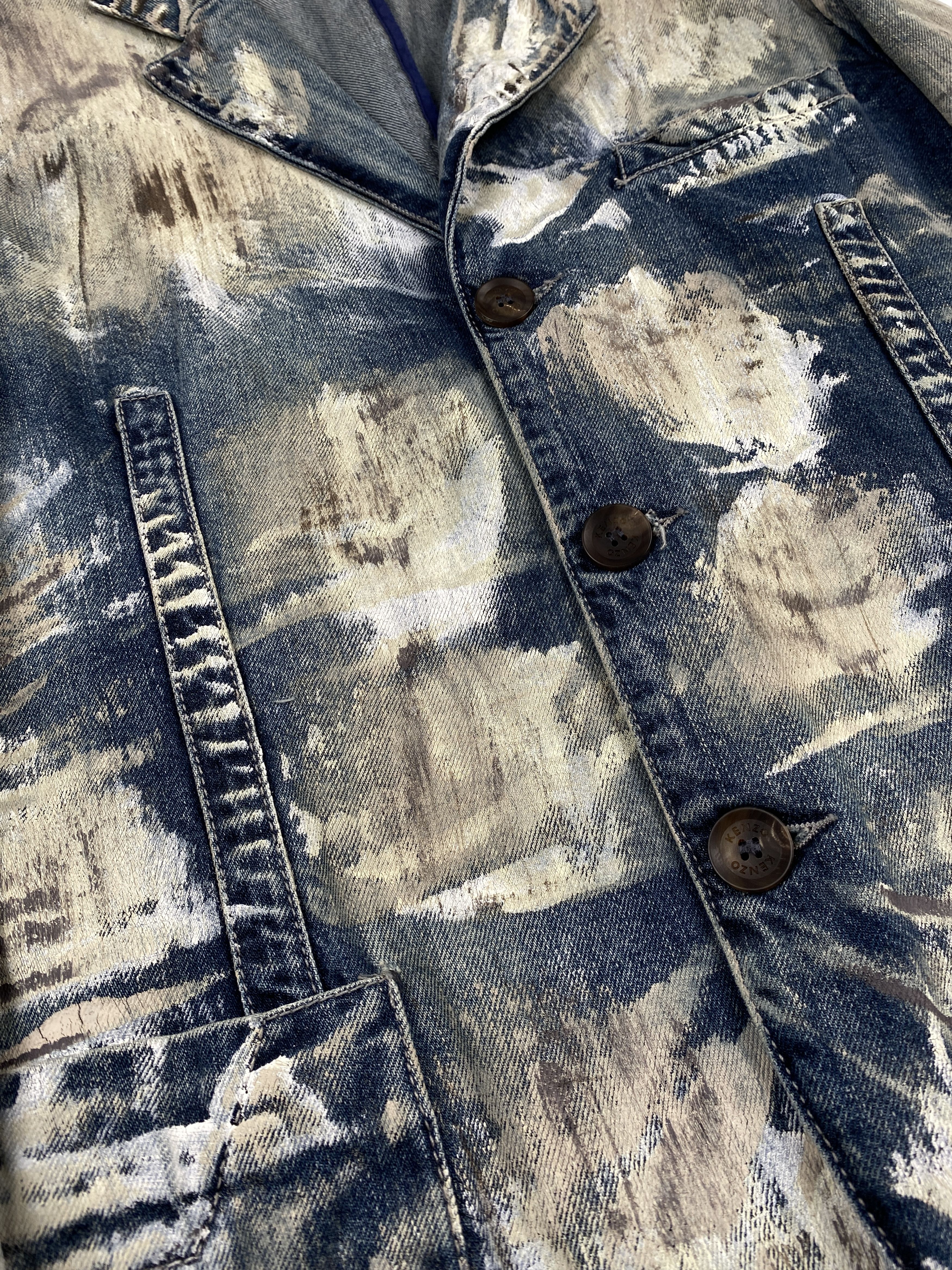 Kenzo Paint Splattered Denim Suit Jacket Size US M / EU 48-50 / 2 - 6 Thumbnail
