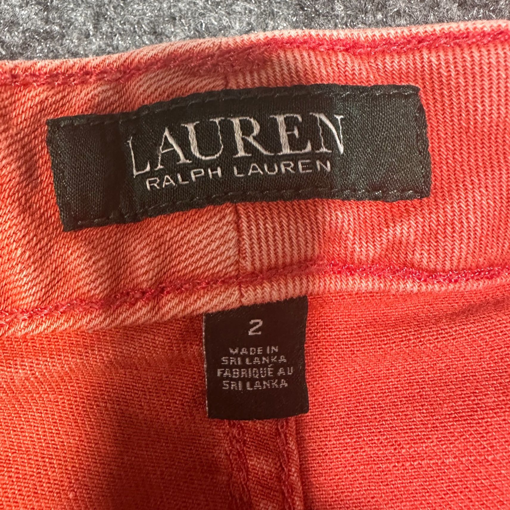 Ralph Lauren Lauren Ralph Lauren Jeans Womens 2 Skinny Orange Cotton Stretch Fray Hems Denim 5-Pocket Zipper Mid Rise Regular Inseam 24 in Womens Jeans Size 26" / US 2 / IT 38 - 5 Thumbnail