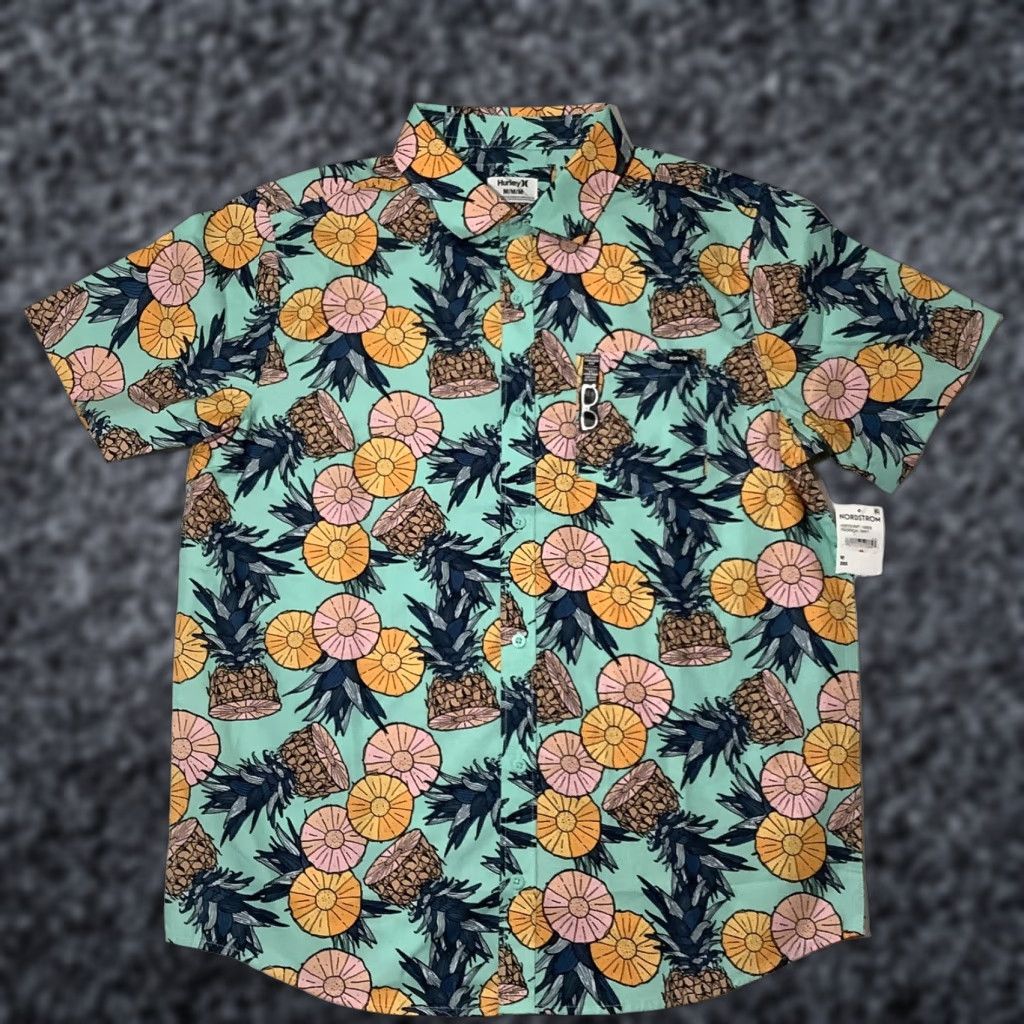 Hurley Hurley Shirt Mens Medium Aqua Tropical Mist Pineapple Print Button Front Casual Size US M / EU 48-50 / 2 - 1 Thumbnail