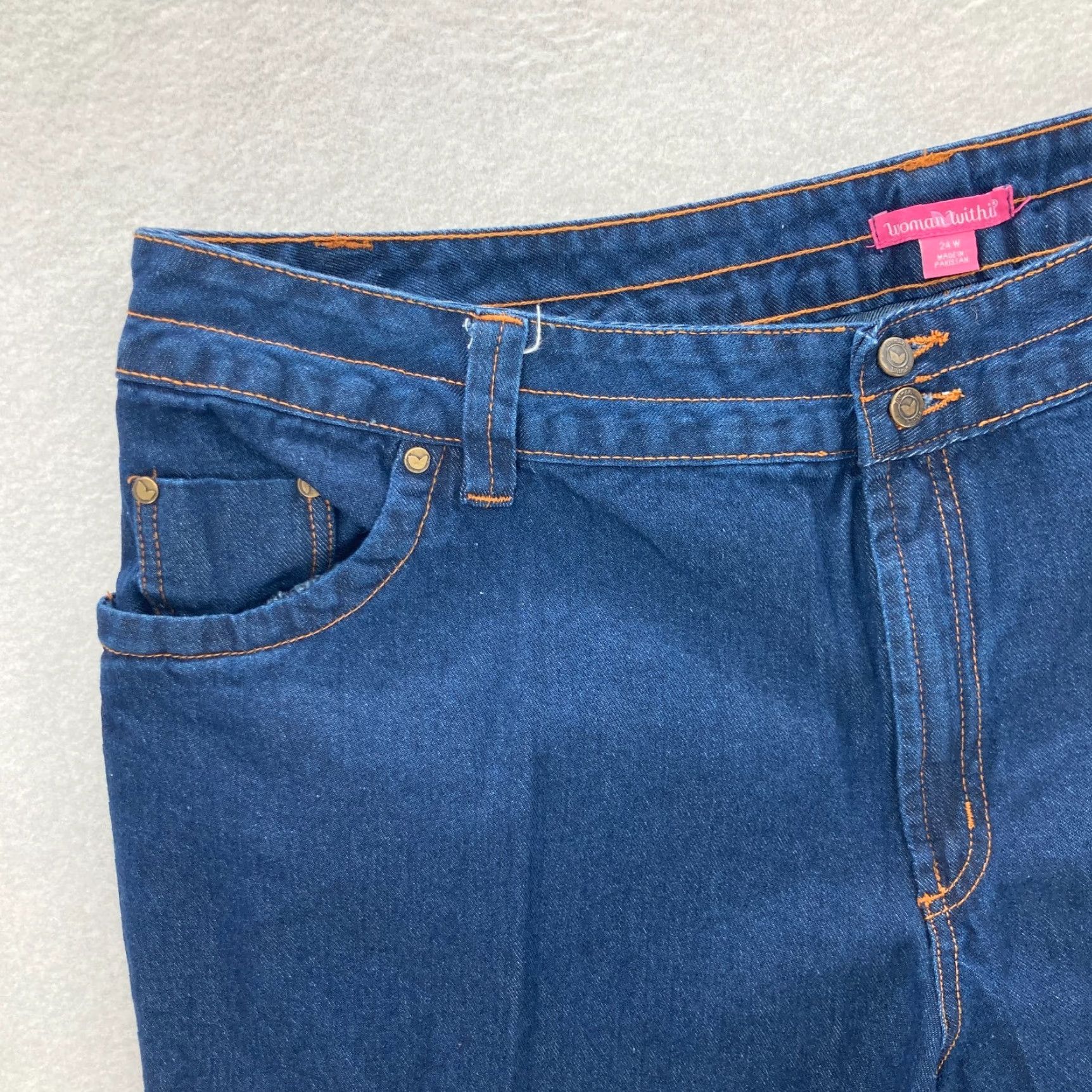 Vintage Woman Within Jeans Womens Size 24 W Dark Wash Blue Denim Jeans High Rise Shirt|No, wait Size 42" / US 20 - 3 Thumbnail