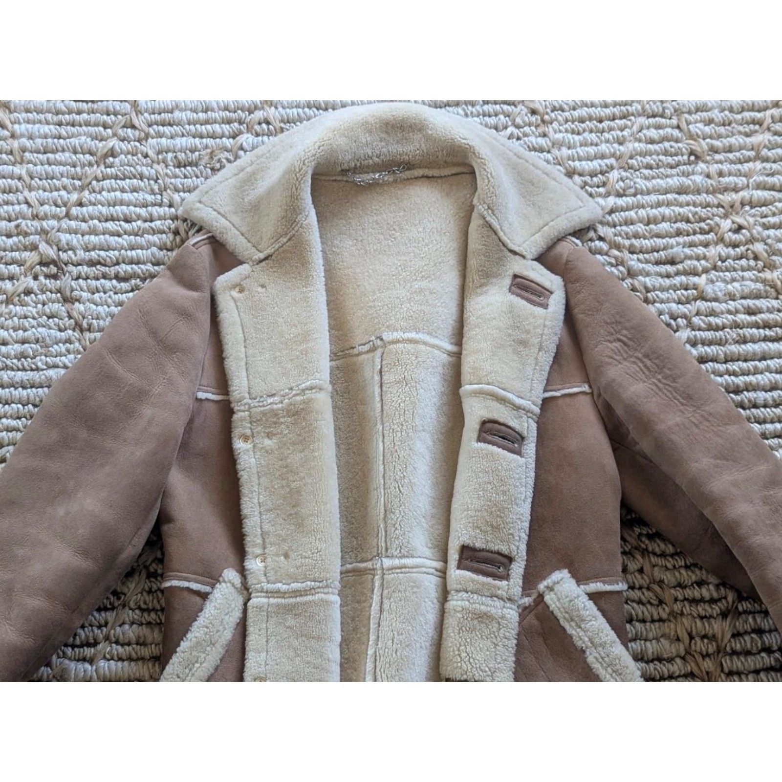 Vintage VINTAGE Rancher Lakeland coat 42 Brown Shearling wool Pile leather Sheepskin M Men Western Cowboy Overcoat USA Size US M / EU 48-50 / 2 - 4 Thumbnail