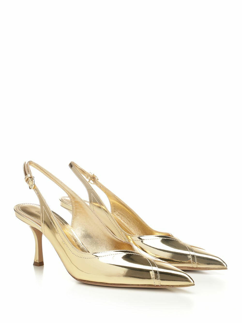 Salvatore Ferragamo o1y0426 Spool Heel Pumps in Gold Size US 7.5 / IT 37.5 - 2 Thumbnail