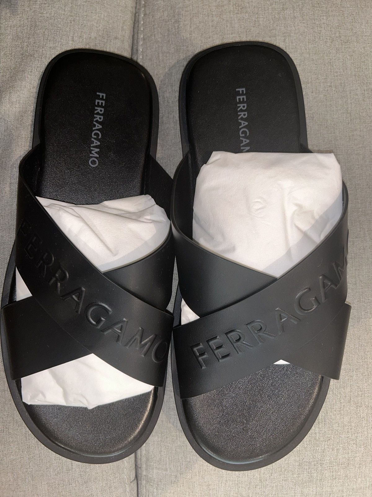 Salvatore Ferragamo Black Ferragamo crossover-strap leather sandals Size US 12.5 / EU 45-46 - 1 Thumbnail