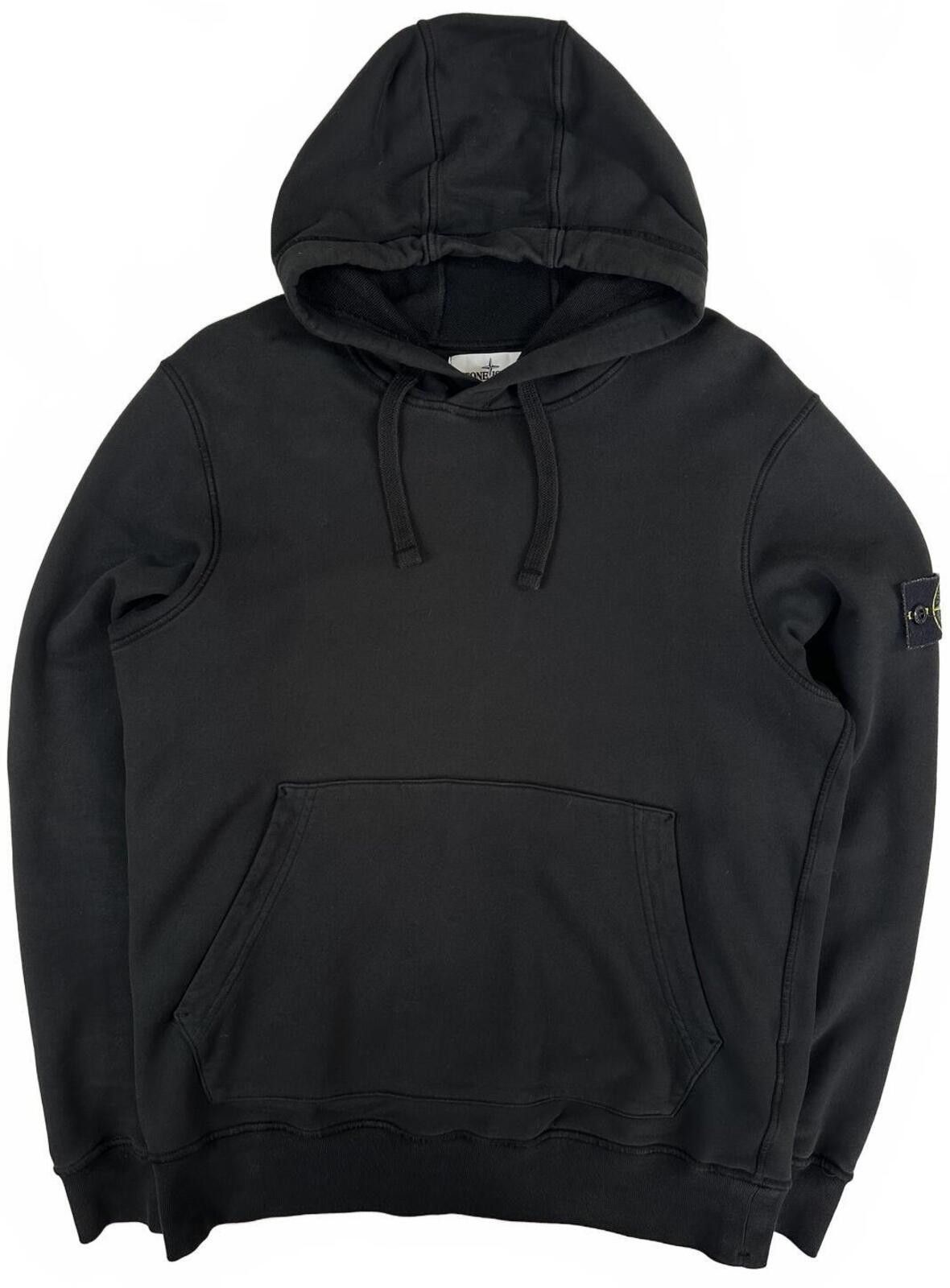 Stone Island Cotton Pullover Hoodie Black Medium