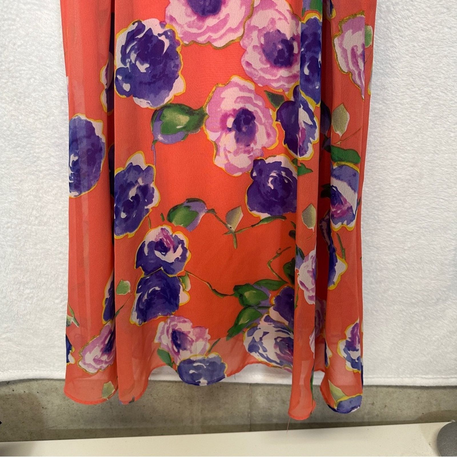 Betsey Johnson Betsey Johnson Orange & Purple Floral Sleeveless Swing Dress Size XS / US 0-2 / IT 36-38 - 3 Thumbnail