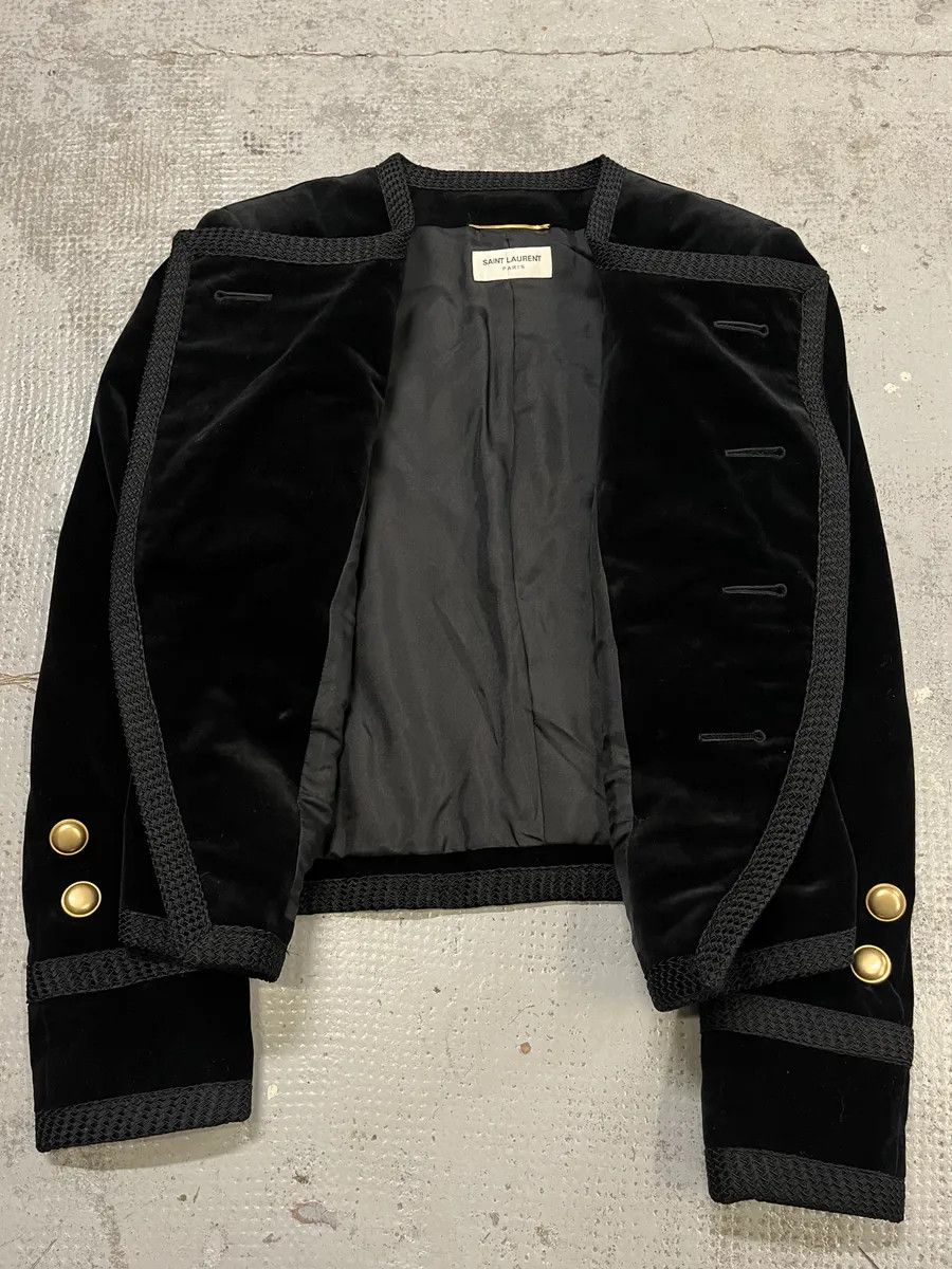 Saint Laurent Paris AW2016 Saint Laurent Officer Gold Buttons Black Velvet Jacket Size M / US 6-8 / IT 42-44 - 8 Thumbnail