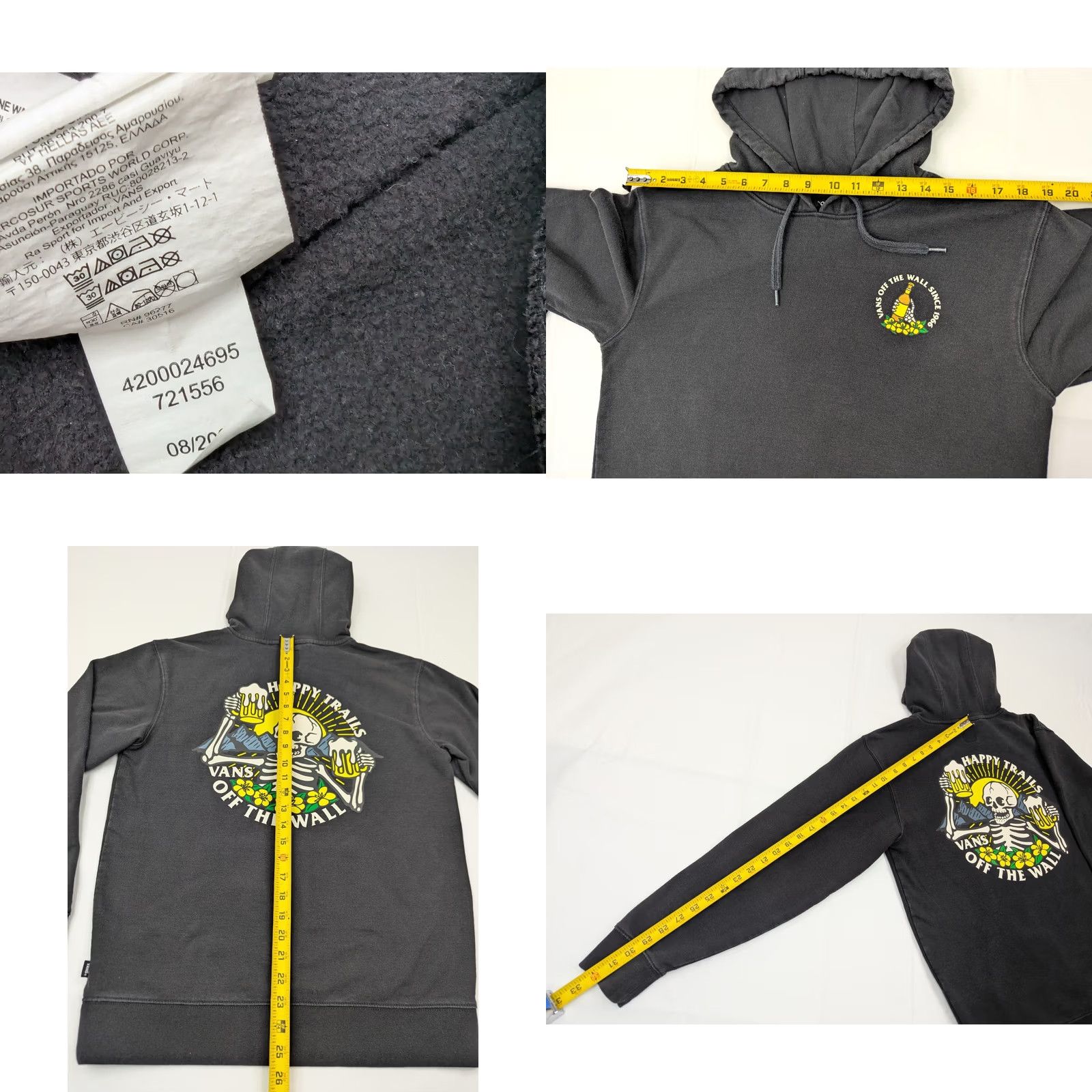 Vans Vans Hoodie Skull Graphic Black Men L Off the Wall Skateboard Jacket/Coat Size US L / EU 52-54 / 3 - 8 Thumbnail