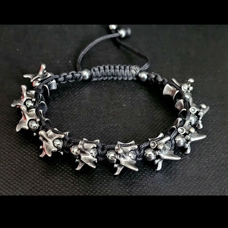 Other gothic vertebrae hematite beaded cord bracelet Size ONE SIZE - 5 Thumbnail
