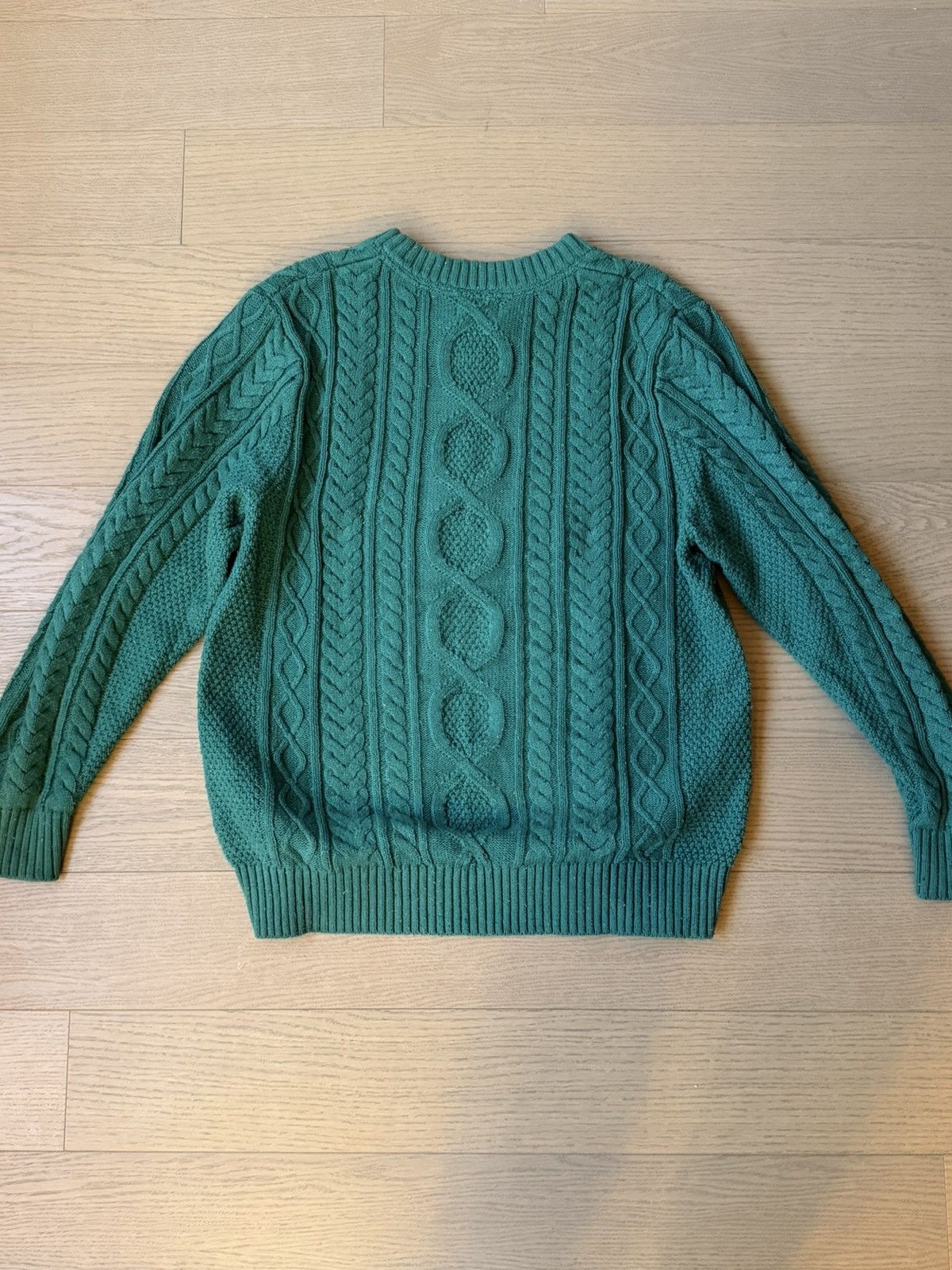 L.L. Bean Emerald Green Heritage Knit Cable Fisherman’s Sweater Size US L / EU 52-54 / 3 - 2 Thumbnail