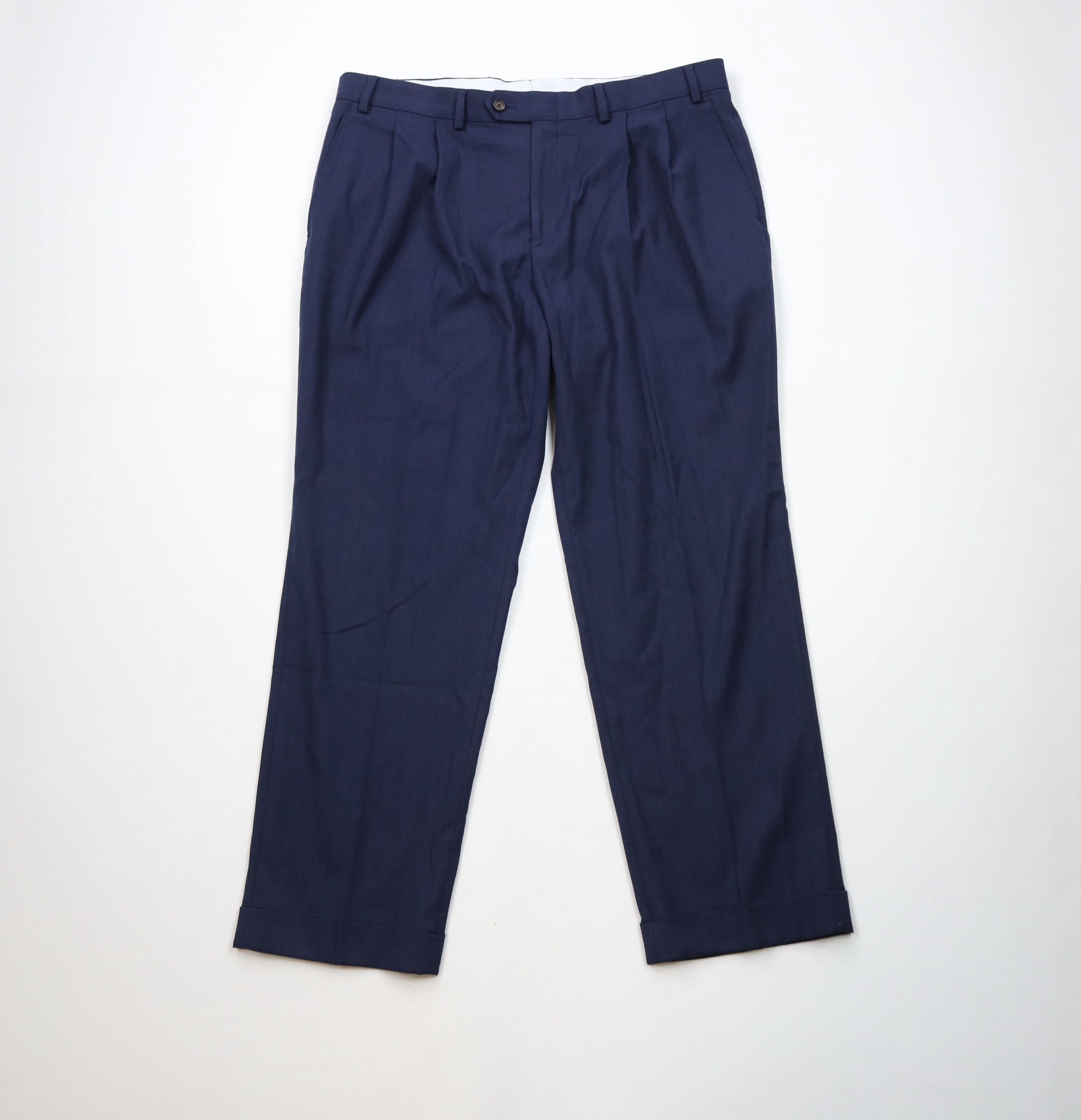 Ralph Lauren × Vintage Vintage Ralph Lauren Blend Pleated Wide Leg Chino Pants Blue Size US 38 / EU 54 - 1 Thumbnail