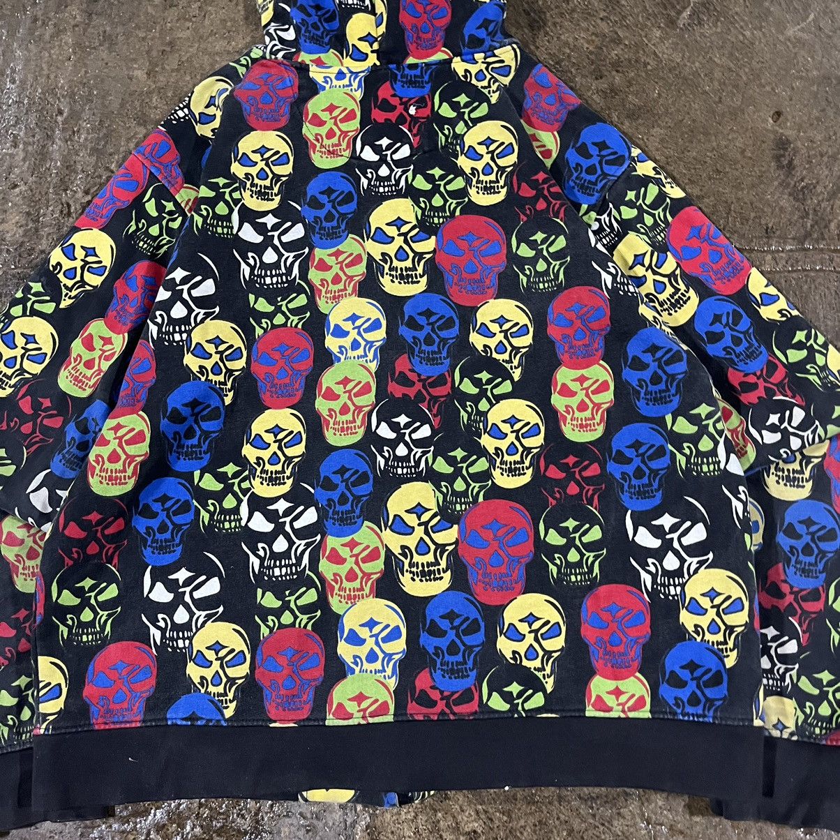 Affliction × JNCO × Vintage CRAZY Y2K SKULL ALL OVER PRINT ZIP-UP HOODIE GRUNGE GOTH Size US XL / EU 56 / 4 - 8 Thumbnail