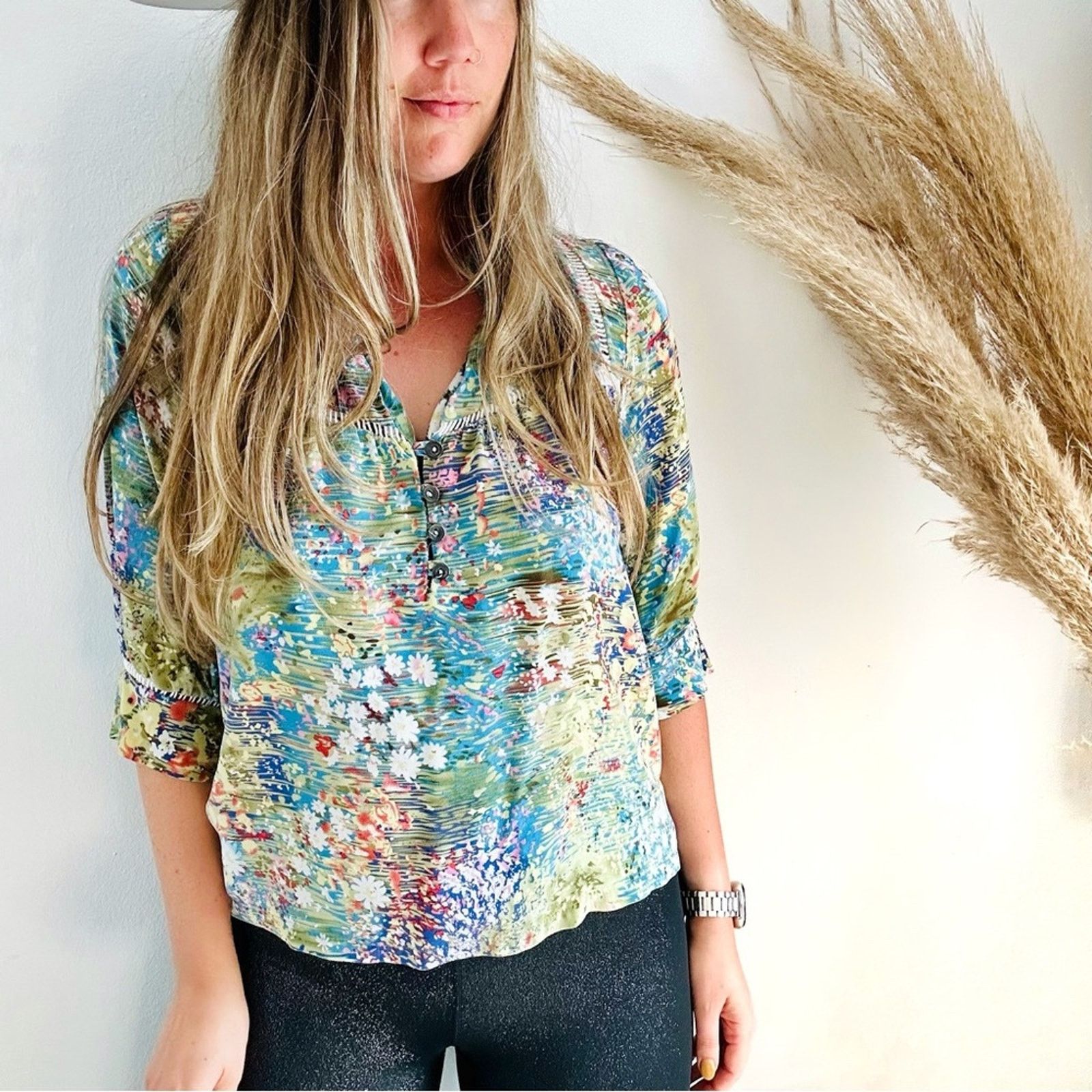 Anthropologie ANTHROPOLOGIE Dolan Blue White Button Silk Blouse Shirt Top Size M / US 6-8 / IT 42-44 - 9 Thumbnail