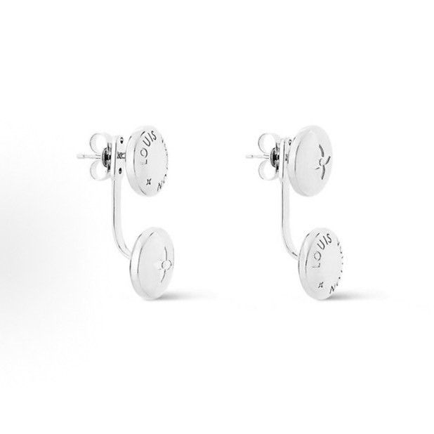 Louis Vuitton Louis Vuitton LV Logo Silver Unisex Earrings Size ONE SIZE - 1 Thumbnail