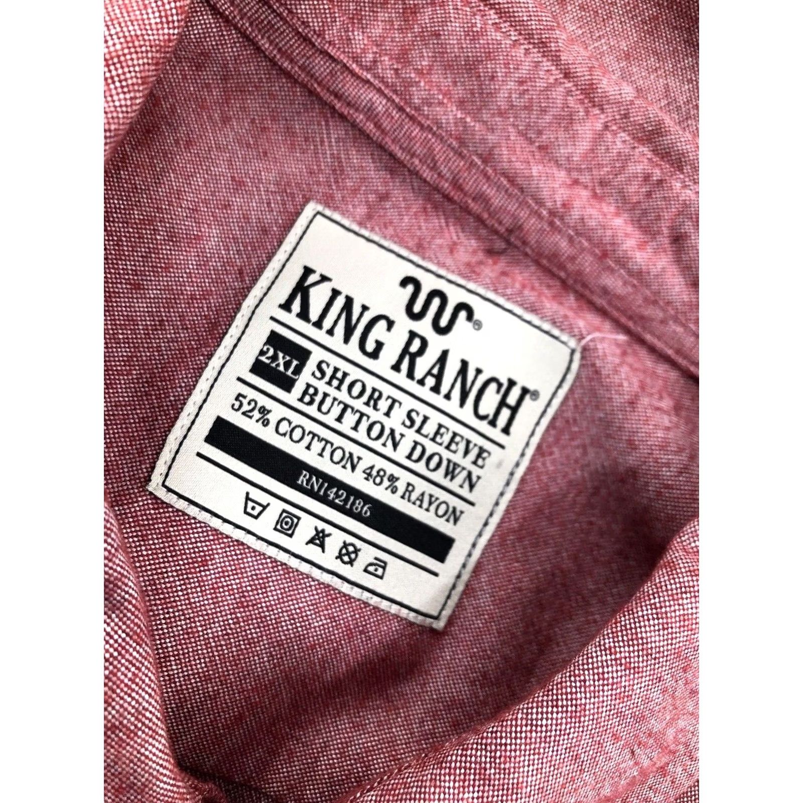 Vintage KING RANCH Shirt Western Short Sleeve 2XL Heather Red Men Size US XXL / EU 58 / 5 - 5 Thumbnail