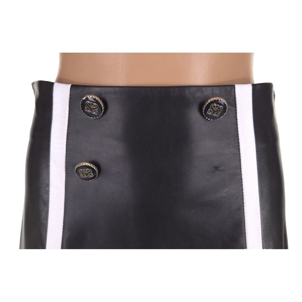 Sandro Sandro Gansia Button-Embellished Striped Leather Mini Skirt Size 28" / US 6 / IT 42 - 4 Thumbnail