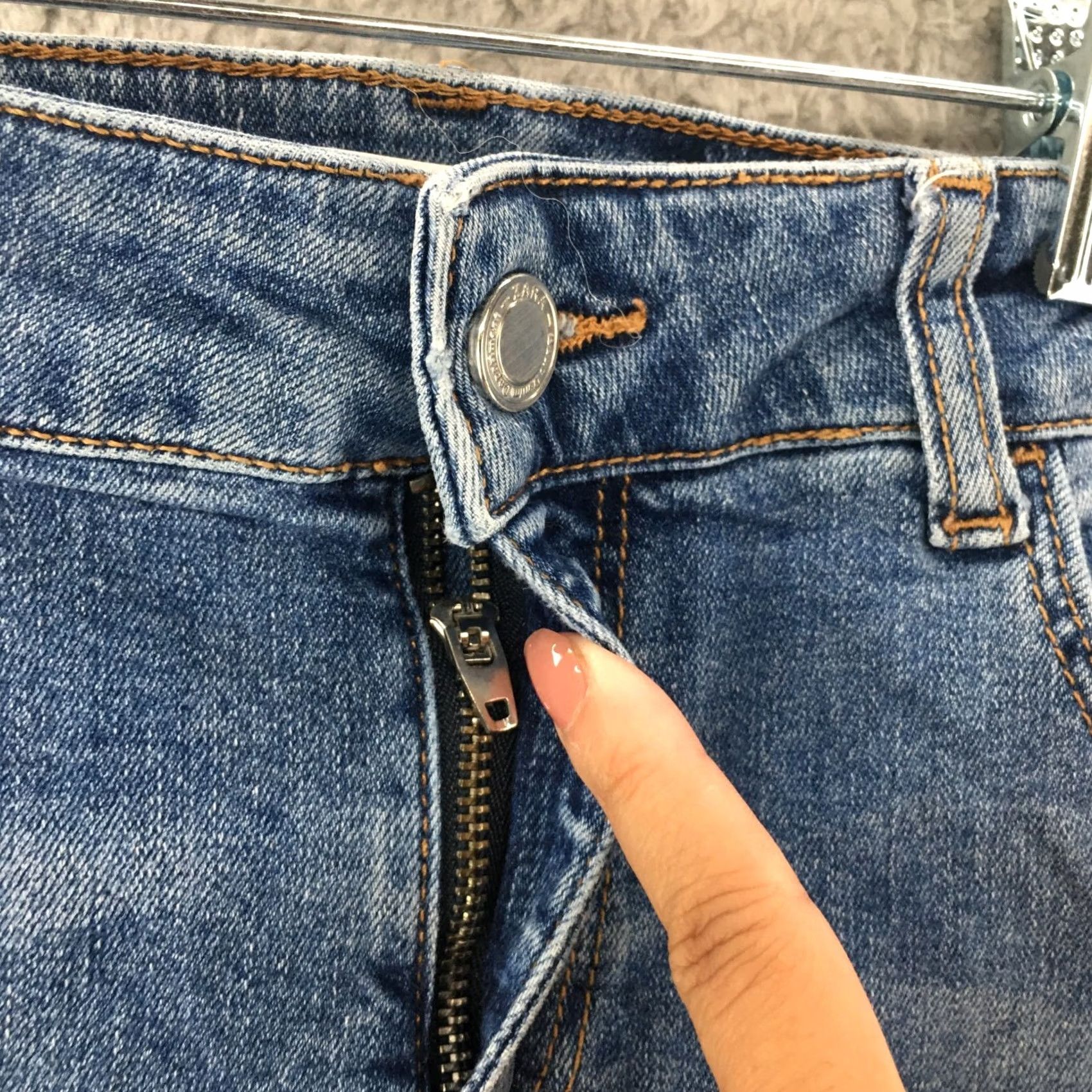 Zara Zara Basic Distressed Skinny Jeans Womens Medium 8 Blue Denim Low Rise Zip Fly Size 30" / US 8 / IT 44 - 4 Thumbnail