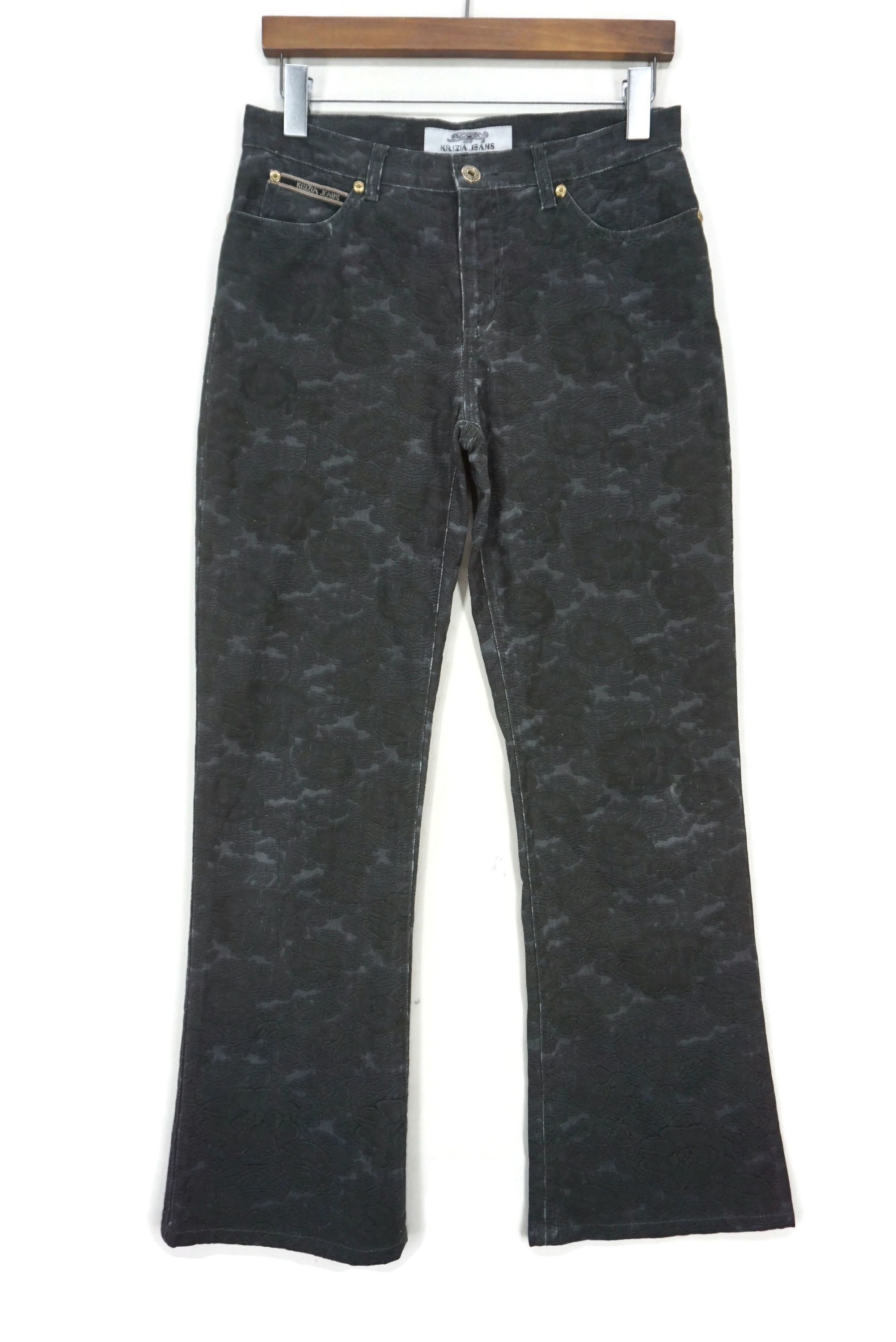 Designer Vintage Krizia Jeans Size W29xL29 Bootcut Floral Jacquard Size 29" - 1 Thumbnail