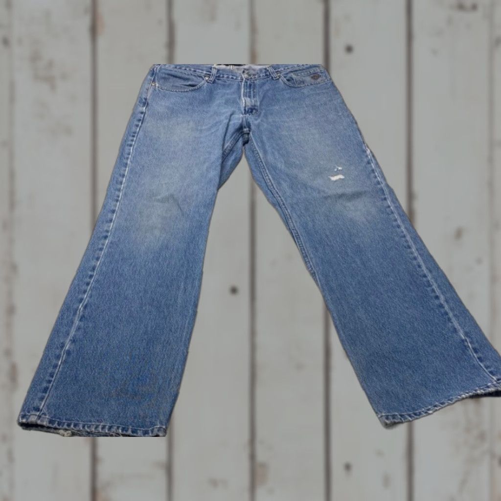 Harley Davidson Harley-Davidson Men's Jeans 36x32 Distressed Denim Blue Biker Motor Clothes Bike Size US 36 / EU 52 - 1 Thumbnail